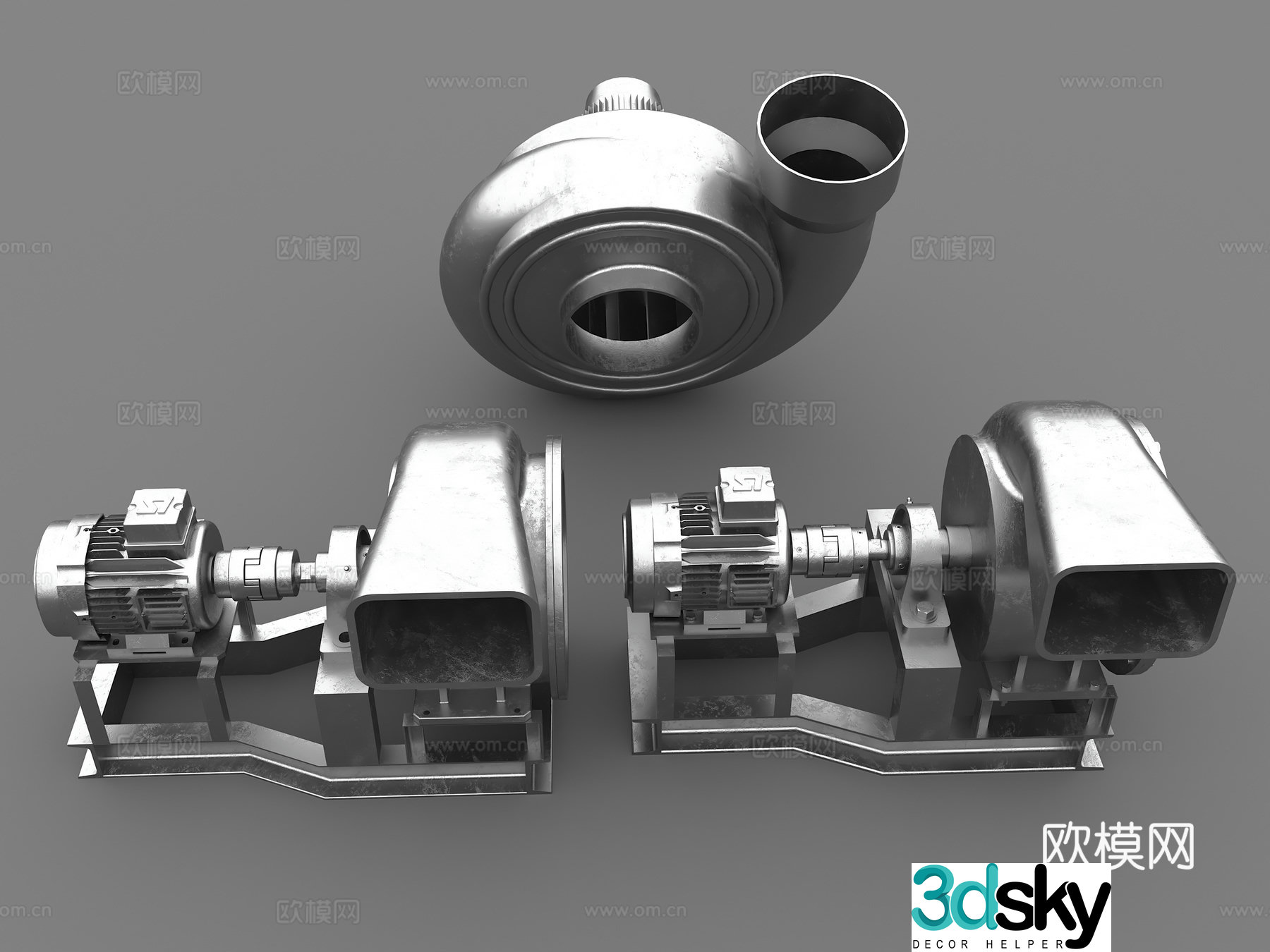 Industrial air blower Motor Industrial fan Metal fan 3D model