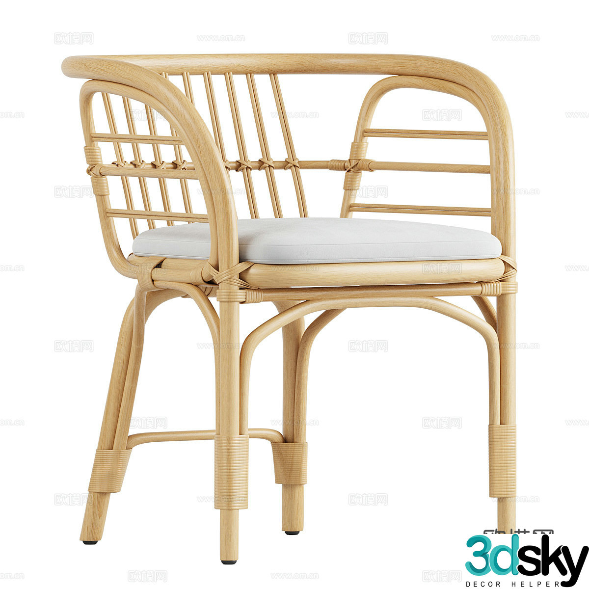 New Chinese style leisure chair rattan chair 3d model