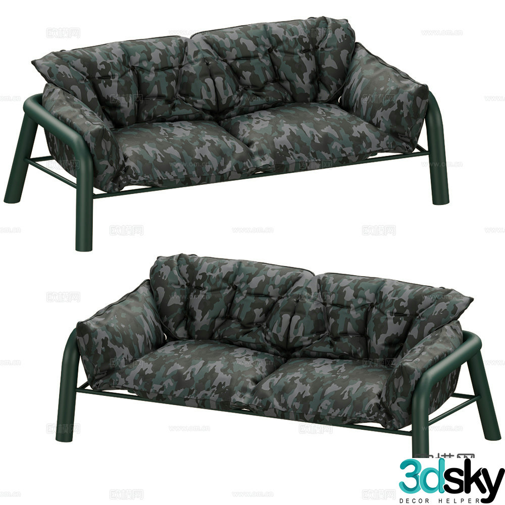 Camouflage double sofa 3d model