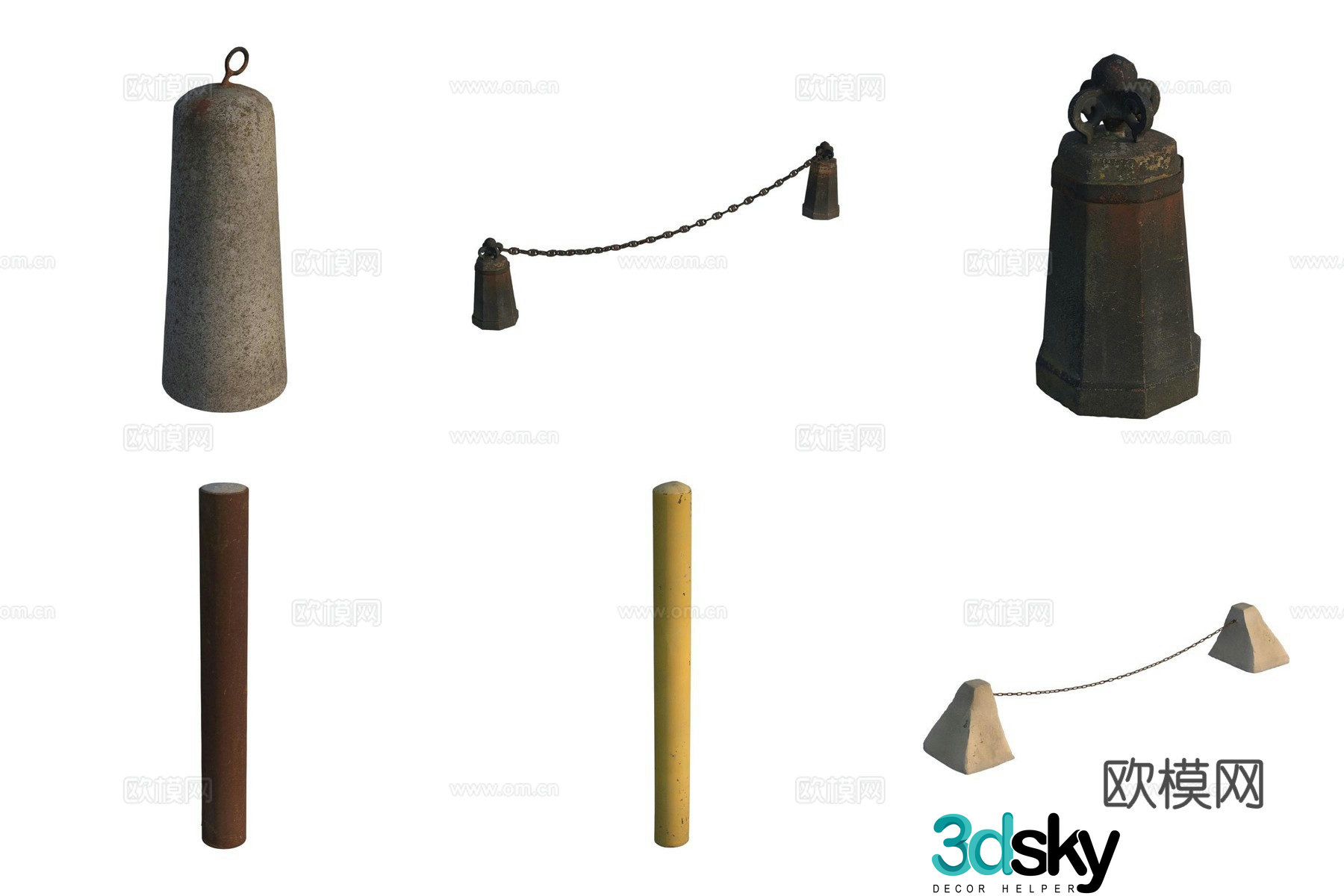 Road administration roadblocks bollards road facilities 3D model