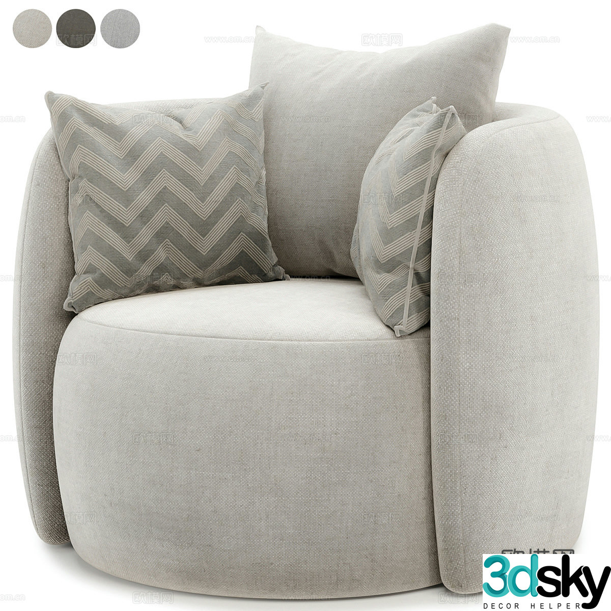 New Chinese casual sofa single sofa 3D model