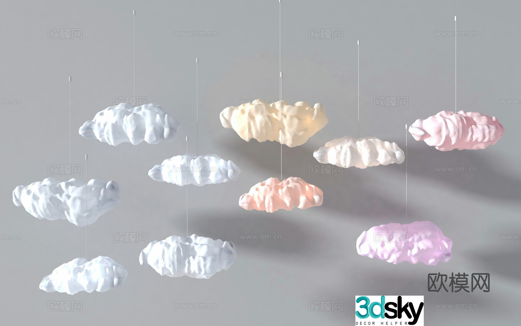 Cloud Chandelier Creative Chandelier Art Chandelier White Cloud Lamp 3D Model
