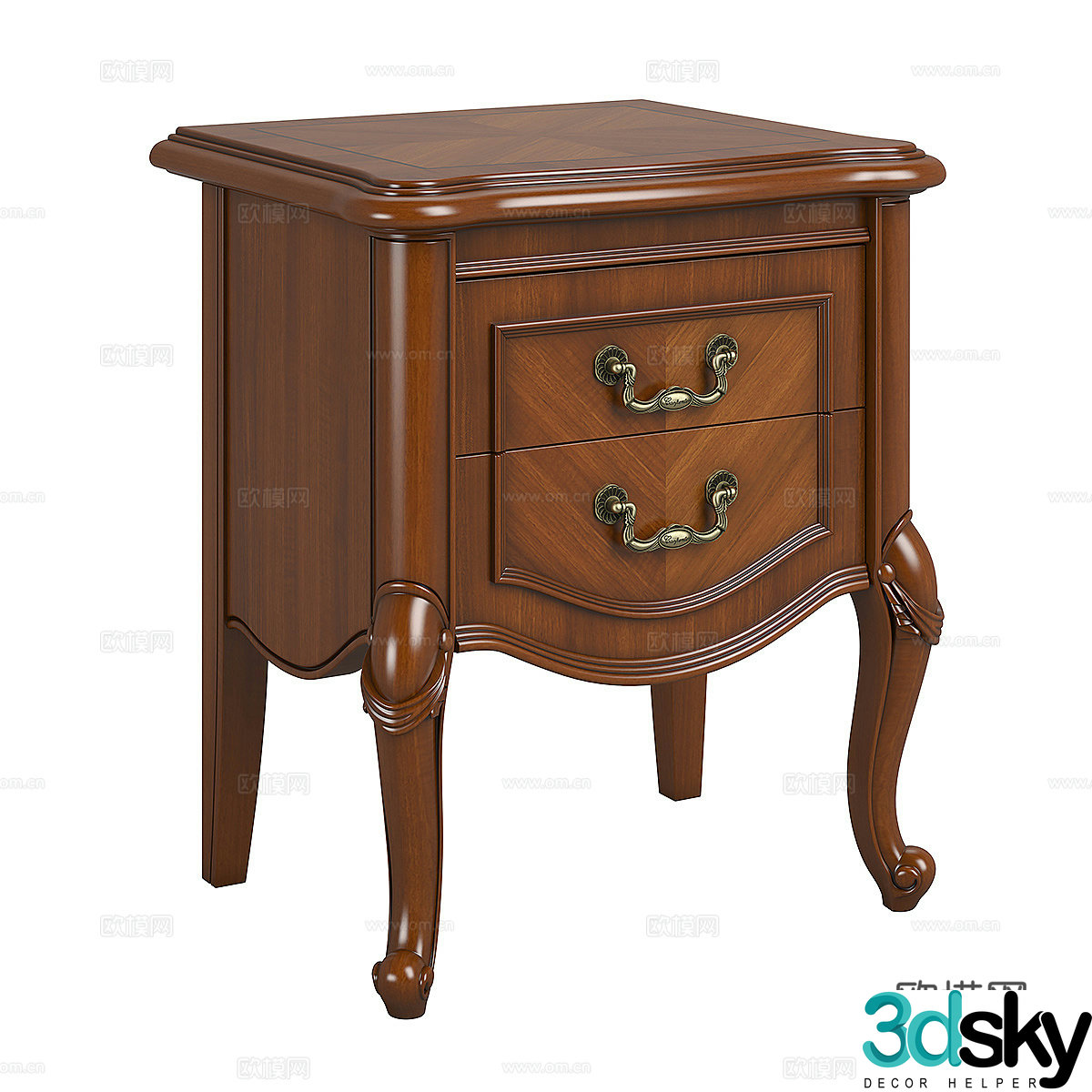 American solid wood edge table 3D model