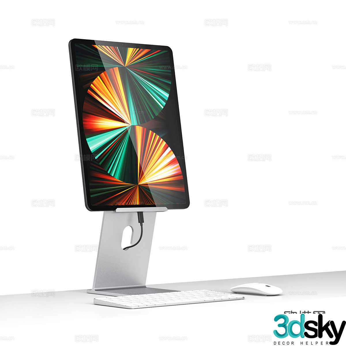 tablet keyboard mouse 3d model