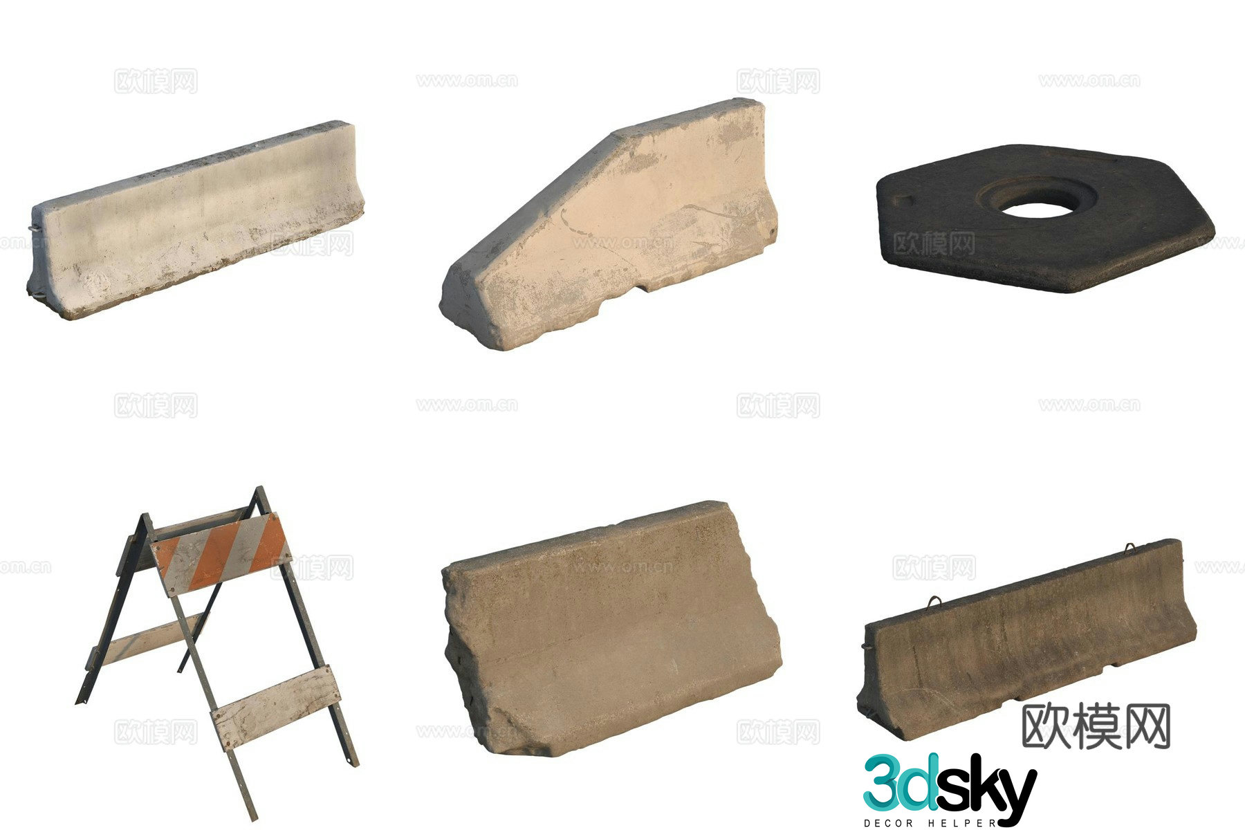 Road pier guardrail road barrier 3d model