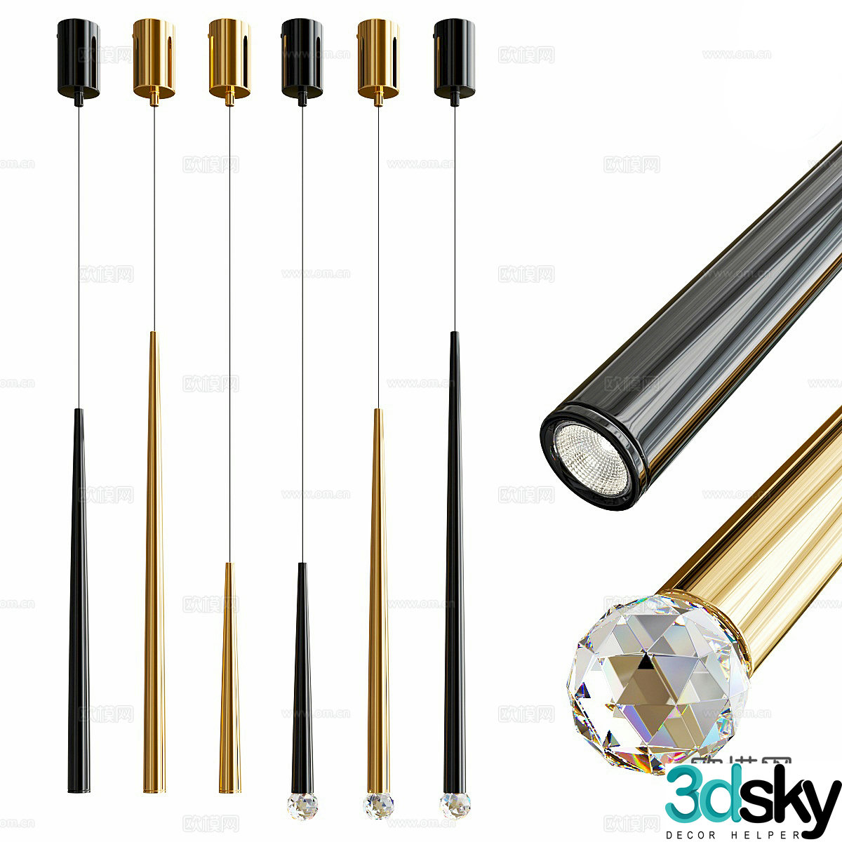 Modern metal chandeliers 3d model