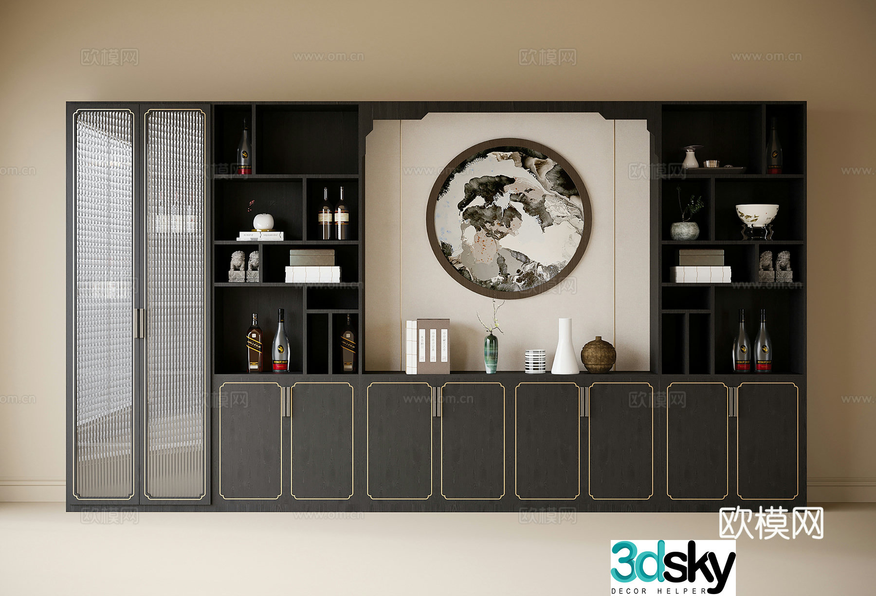 Chinese wine cabinet sideboard 3D model