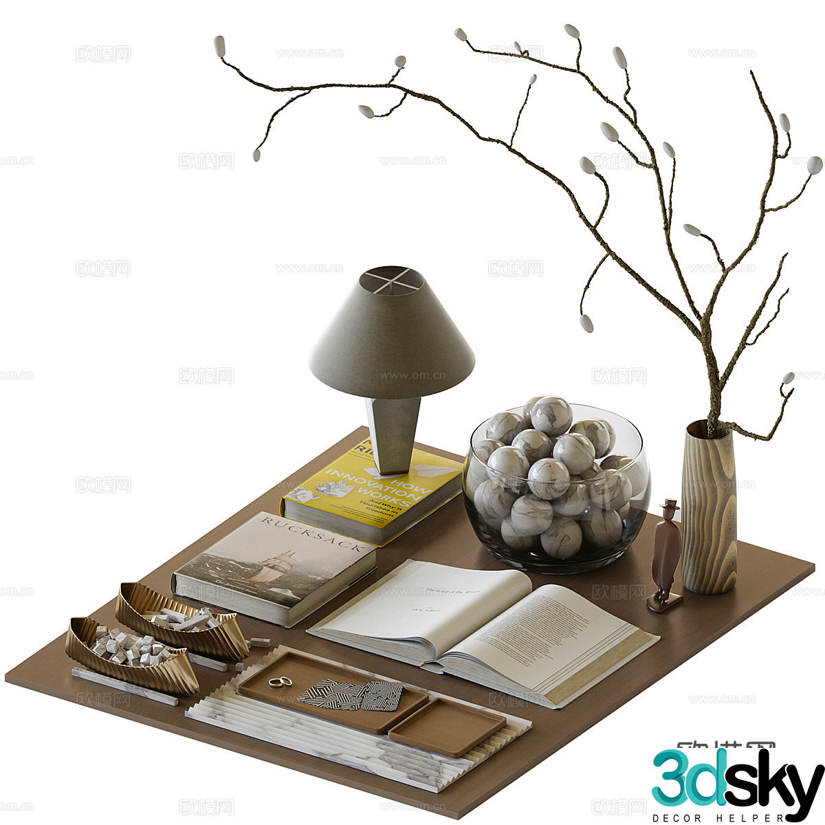 New Chinese style jewelry ornaments Book vase 3d model