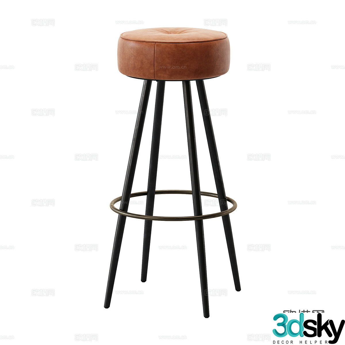 Nordic simple bar chair bar stool 3D model