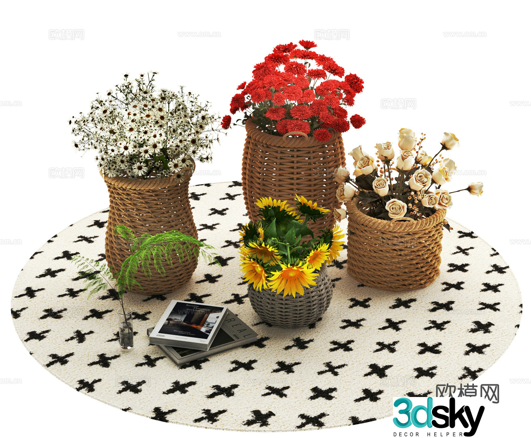 Modern Flower Flower Flower Flower Basket 3D Model
