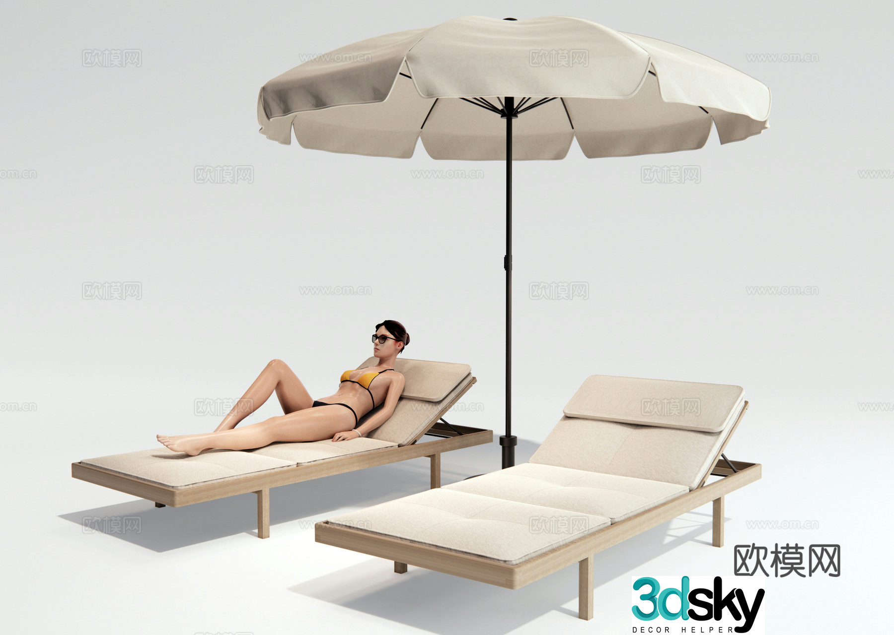 Modern outdoor lounge chair beach chair 3d model