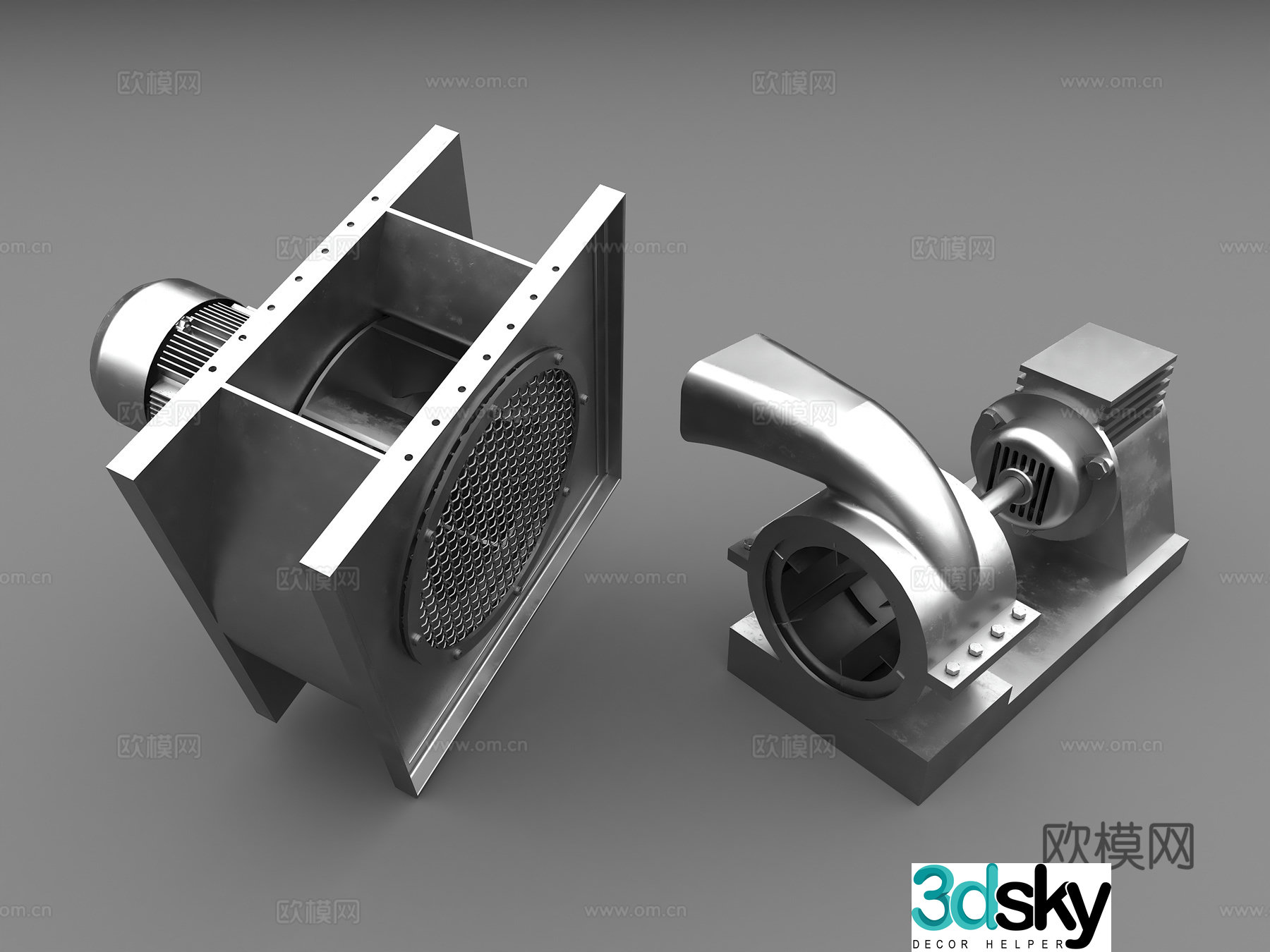 Industrial blower Motor Industrial fan Metal fan 3D model