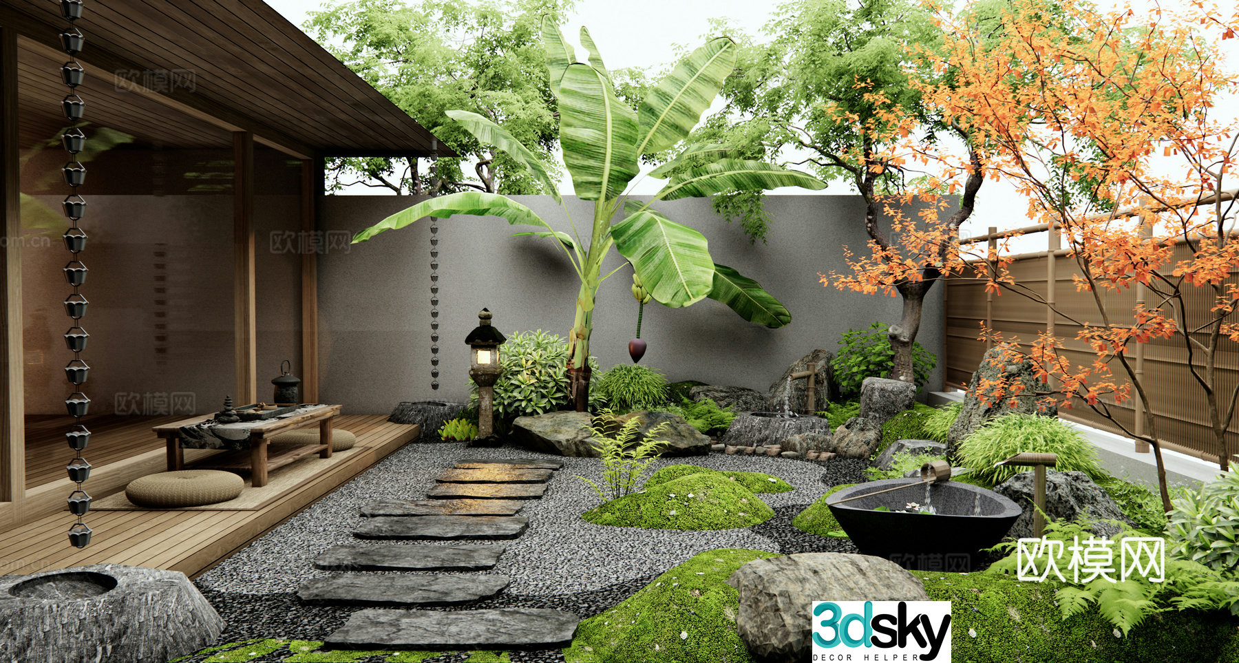 Japanese Zen Garden 3d Model