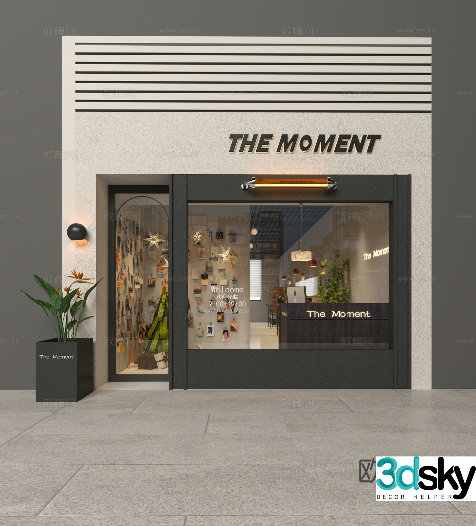 Modern Internet celebrity selfie studio door head 3D model
