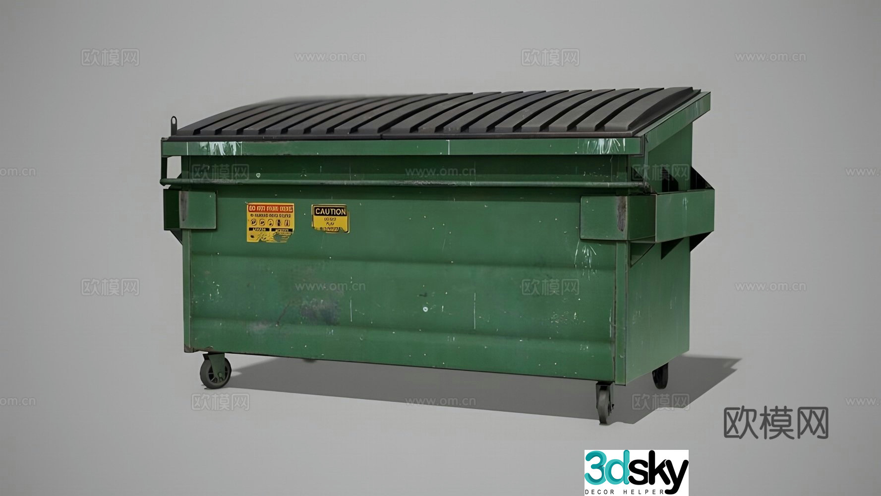 3D model of old trash can