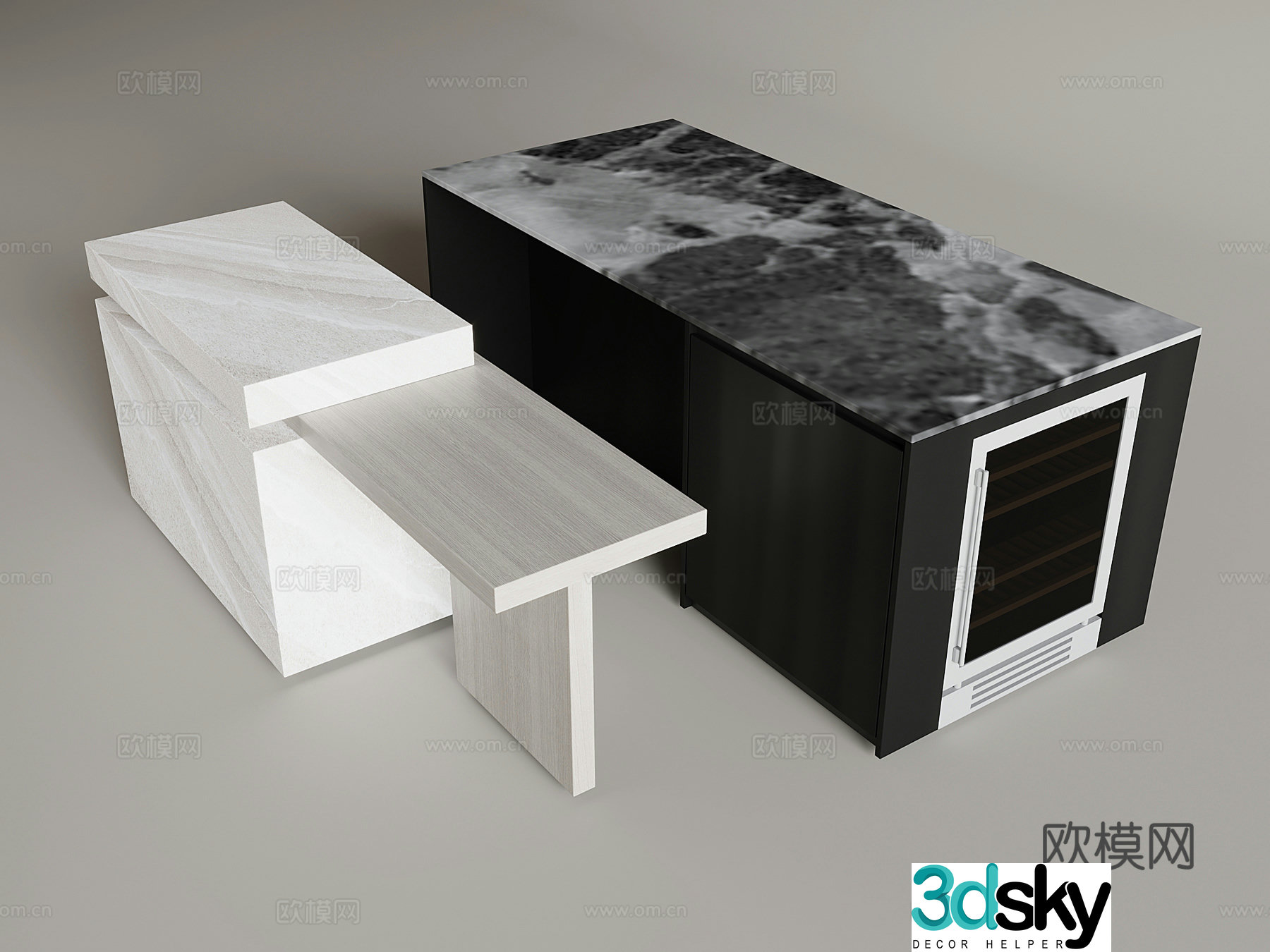 Open island marble island 3D model