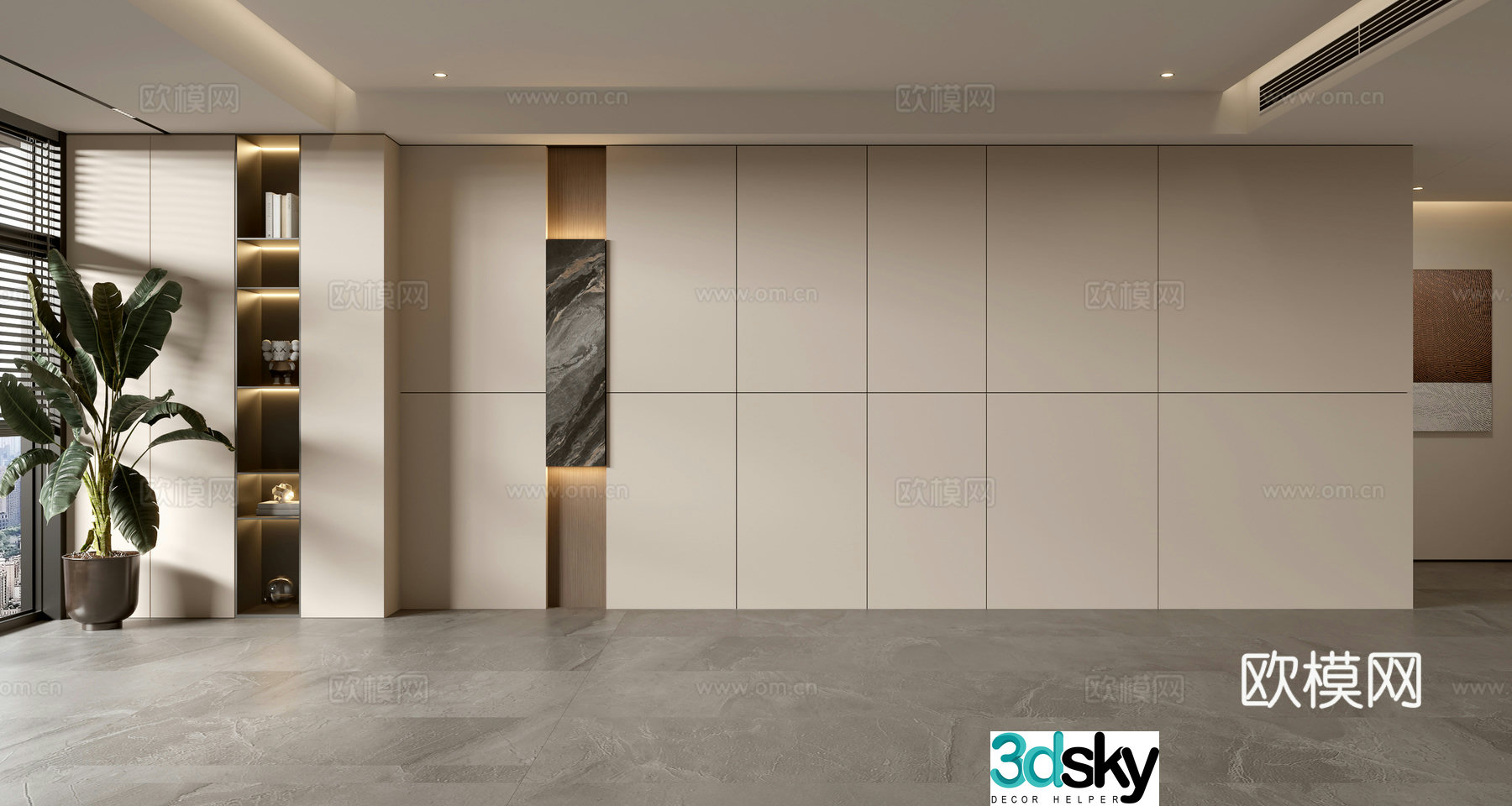 Modern sofa background wall 3d model