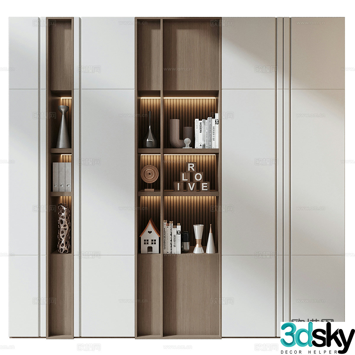 New Chinese style bookcase full wall cabinet 3D model