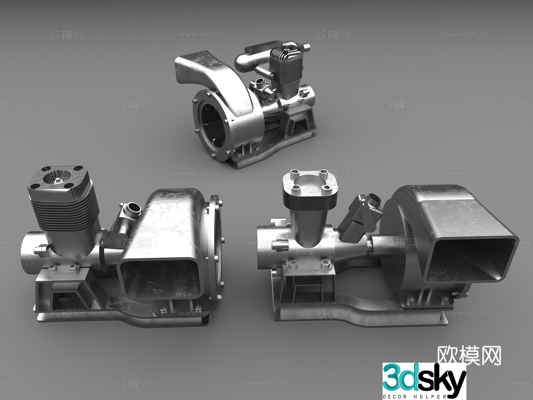 Industrial air blower Motor Industrial fan Metal fan 3D model