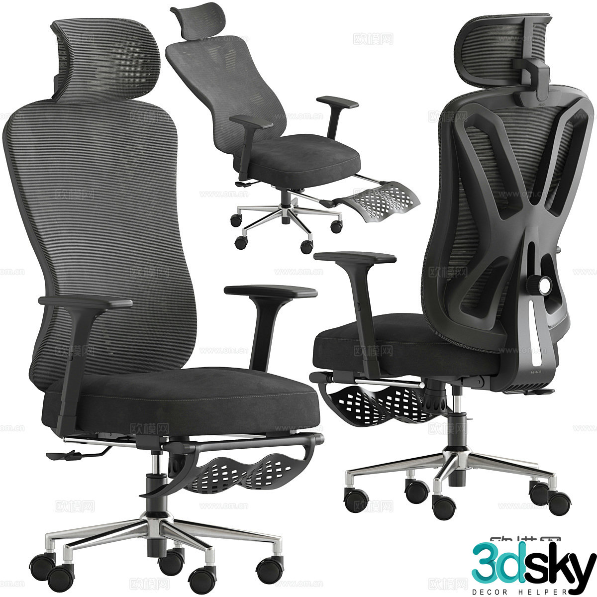 Modern office chair staff chair 3d model
