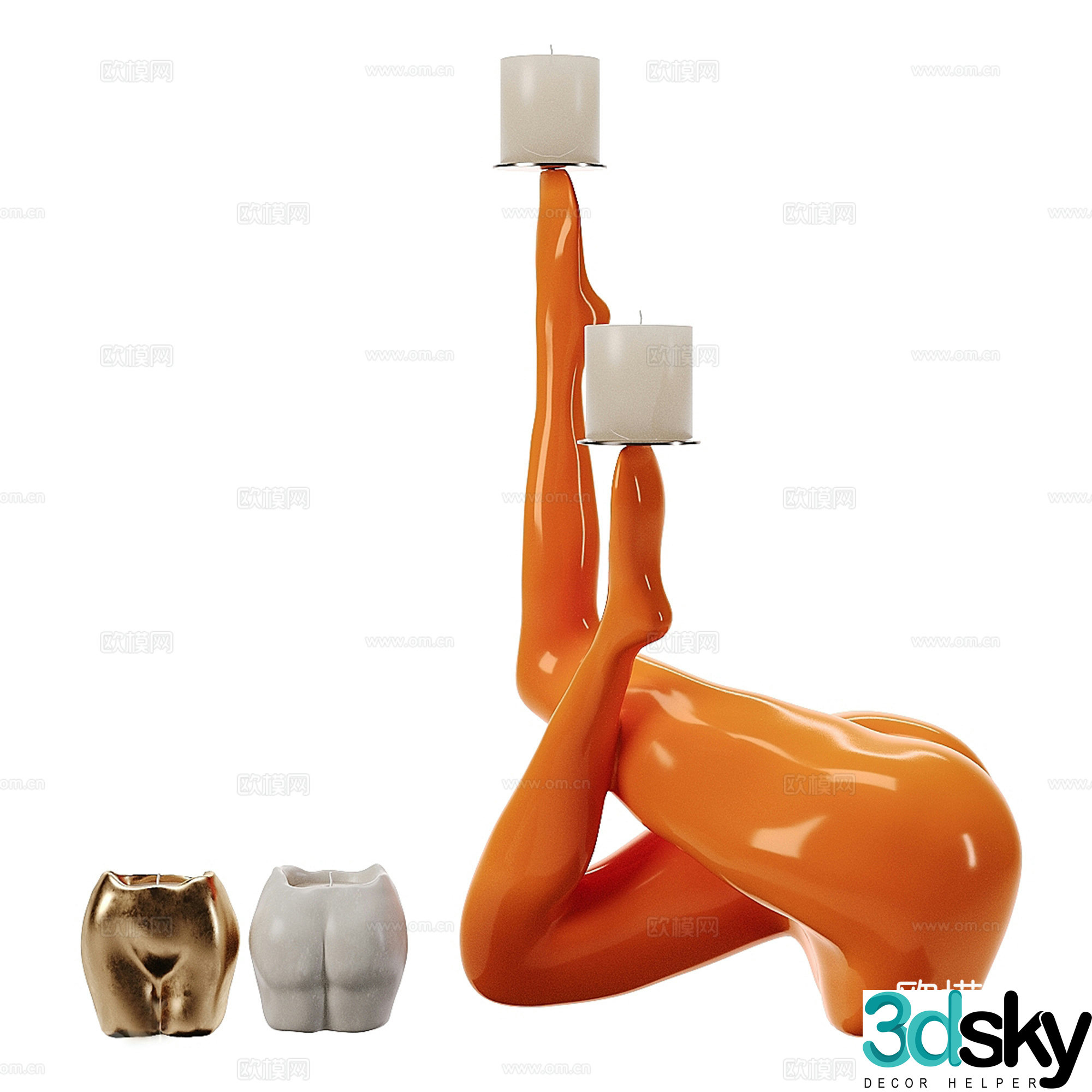 Modern abstract candle candlestick human body legs candlestick 3d model