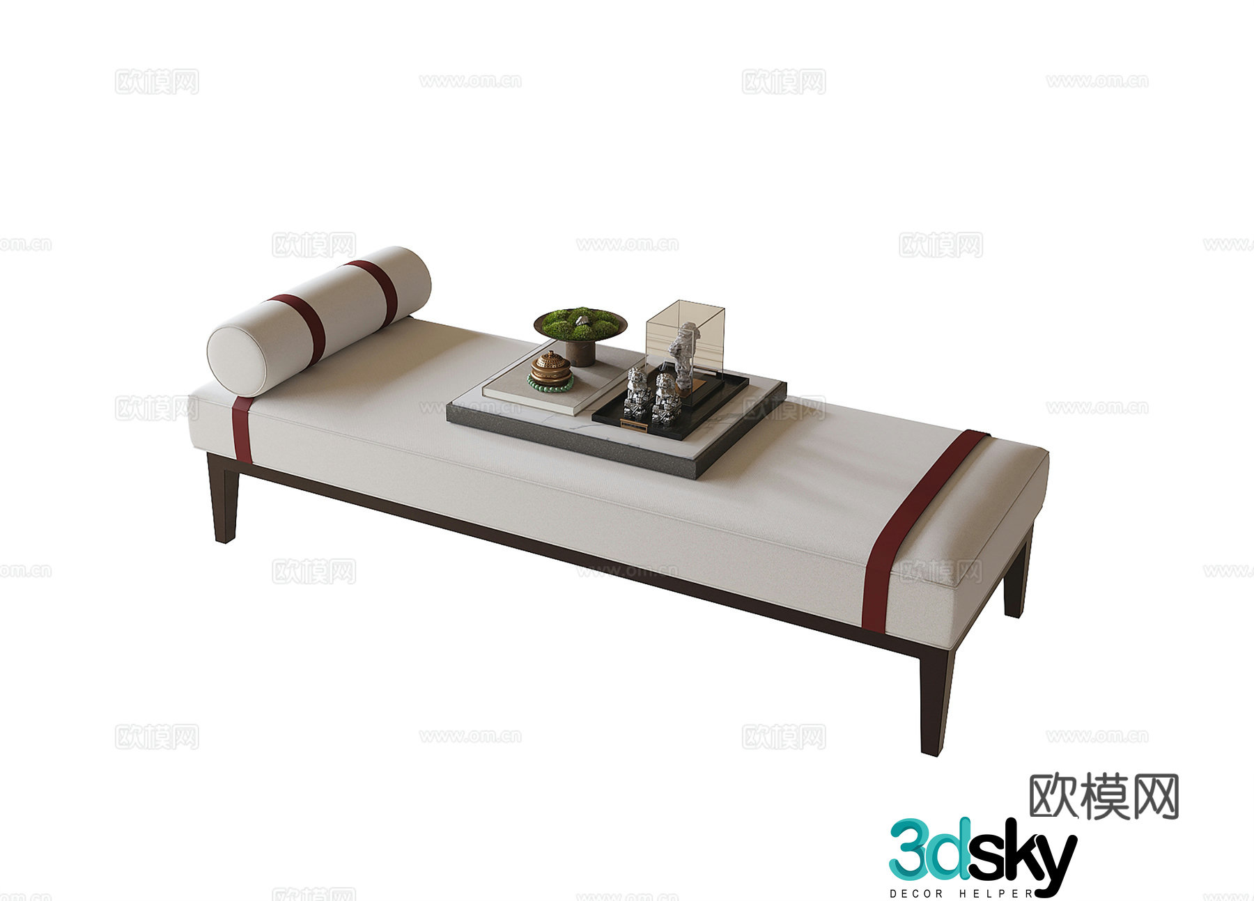 New Chinese -style bed stool bench sofa stool 3D model