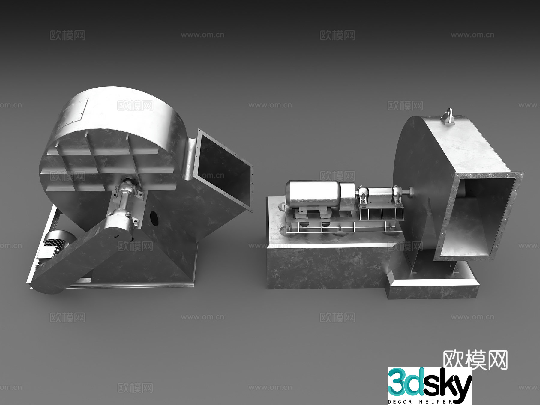 Industrial air blower Motor Industrial fan Metal fan 3D model
