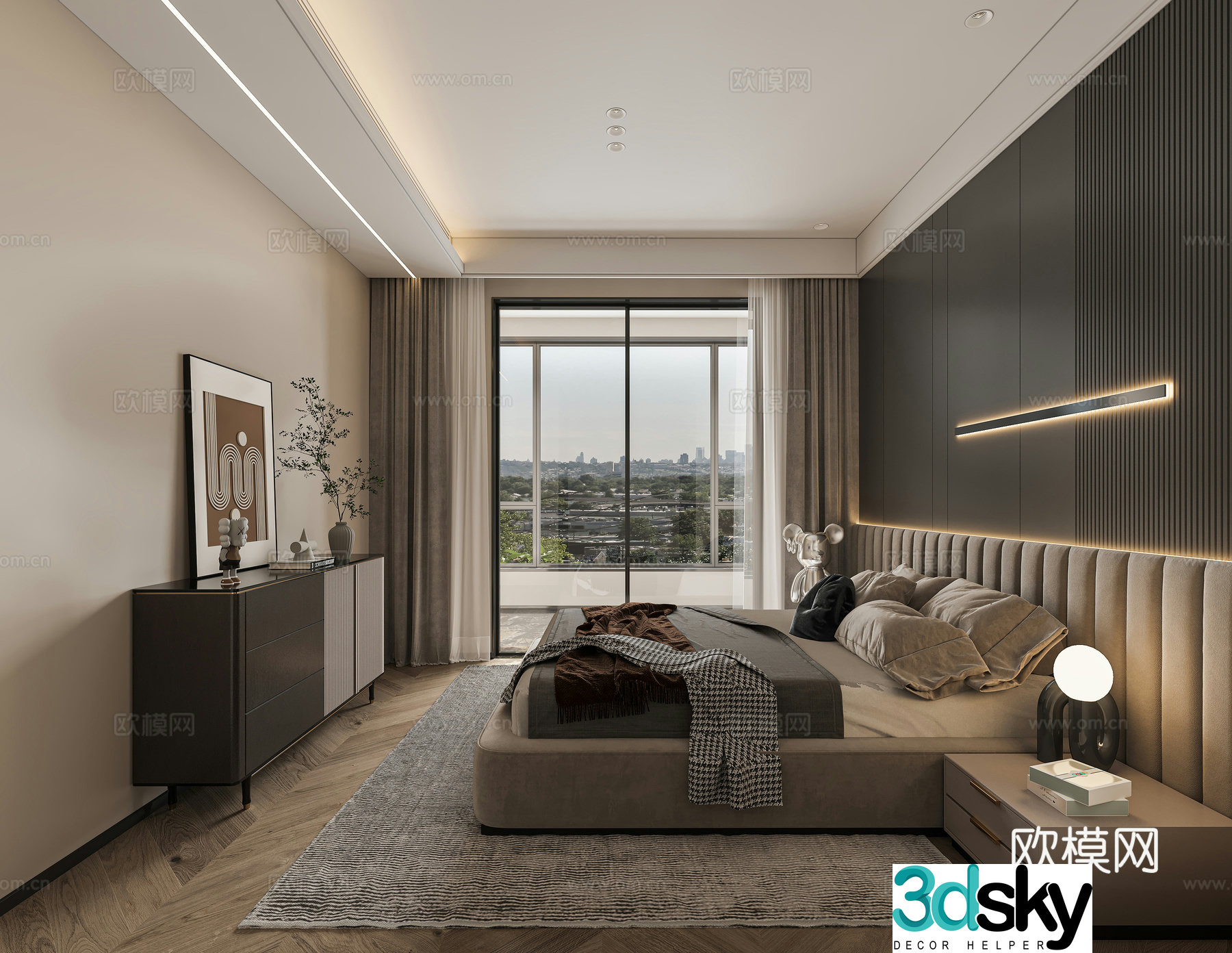 Modern bedroom master bedroom 3d model