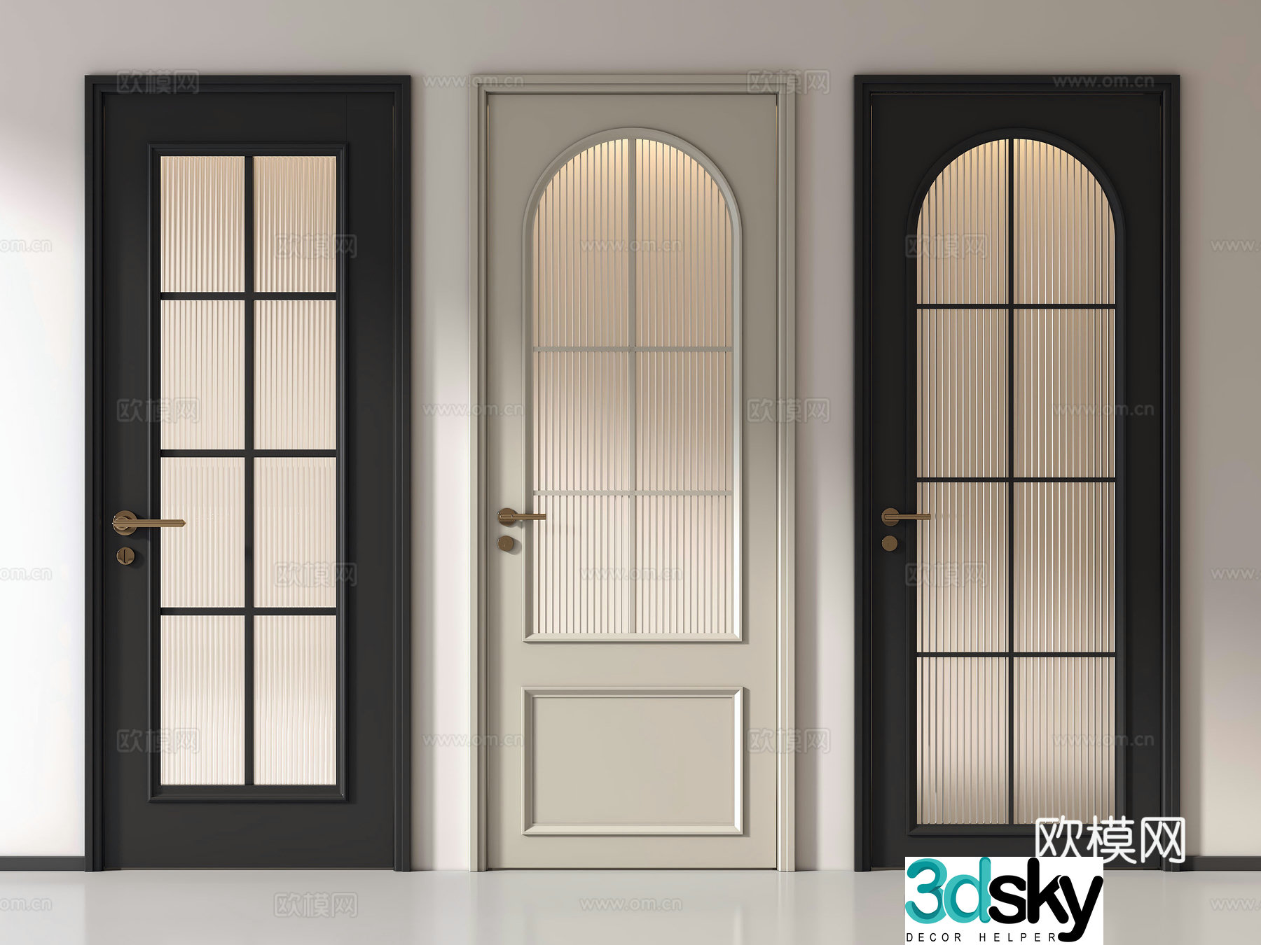 French glass door Bathroom door Glass door Single-open door Kitchen and bathroom door 3D model