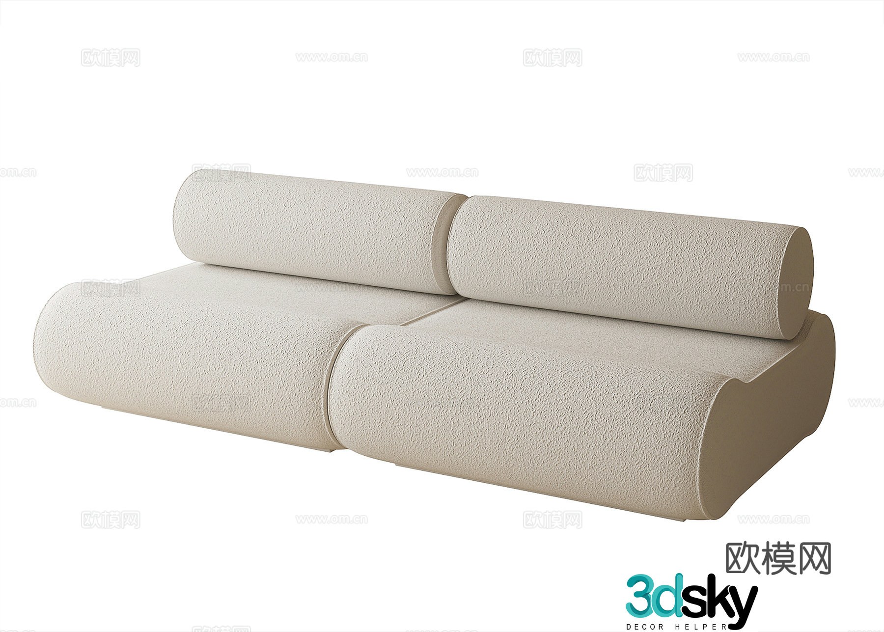 Modern double sofa soft bag sofa 3d model