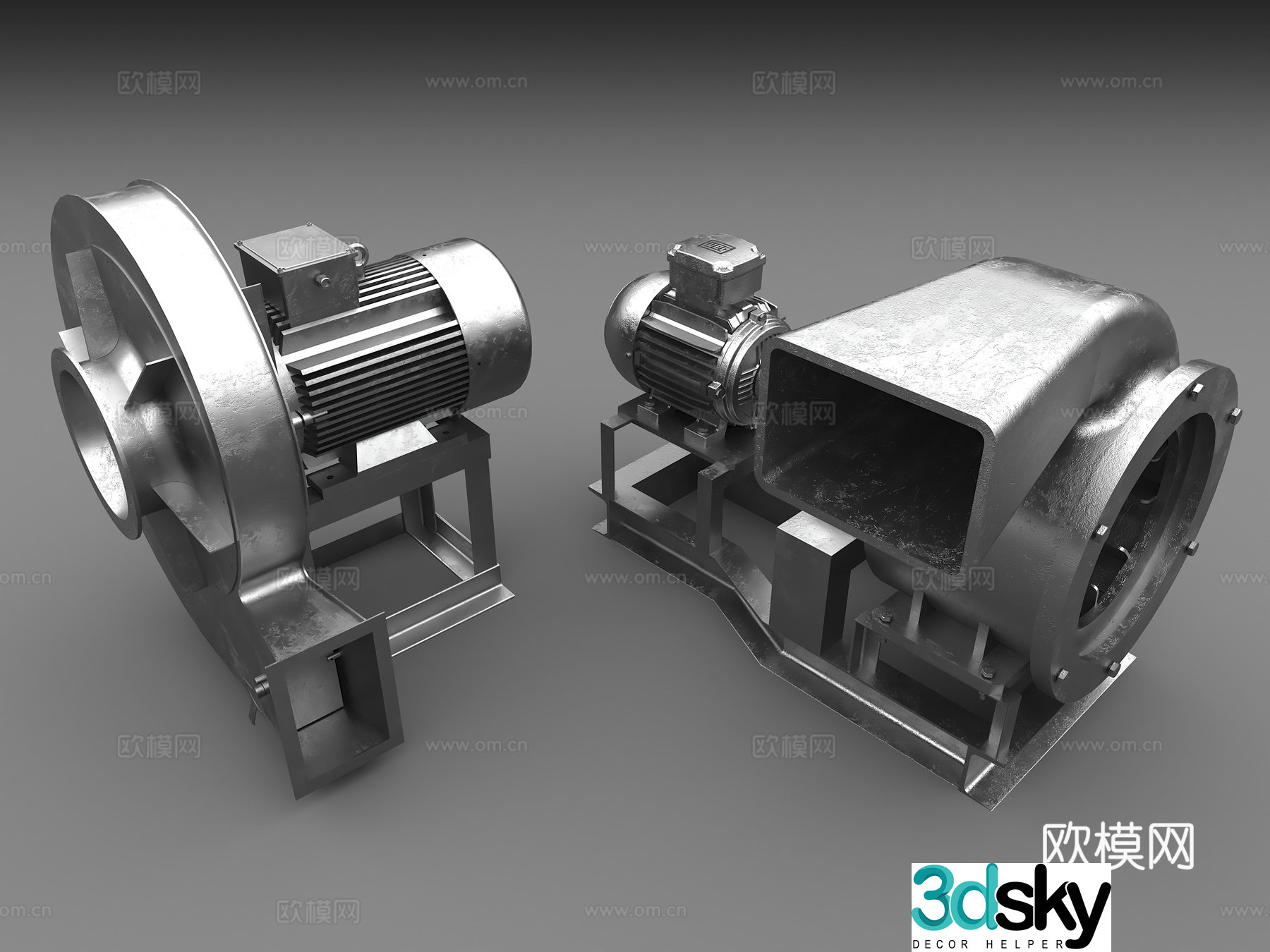 Industrial air blower Motor Industrial fan Metal fan 3D model