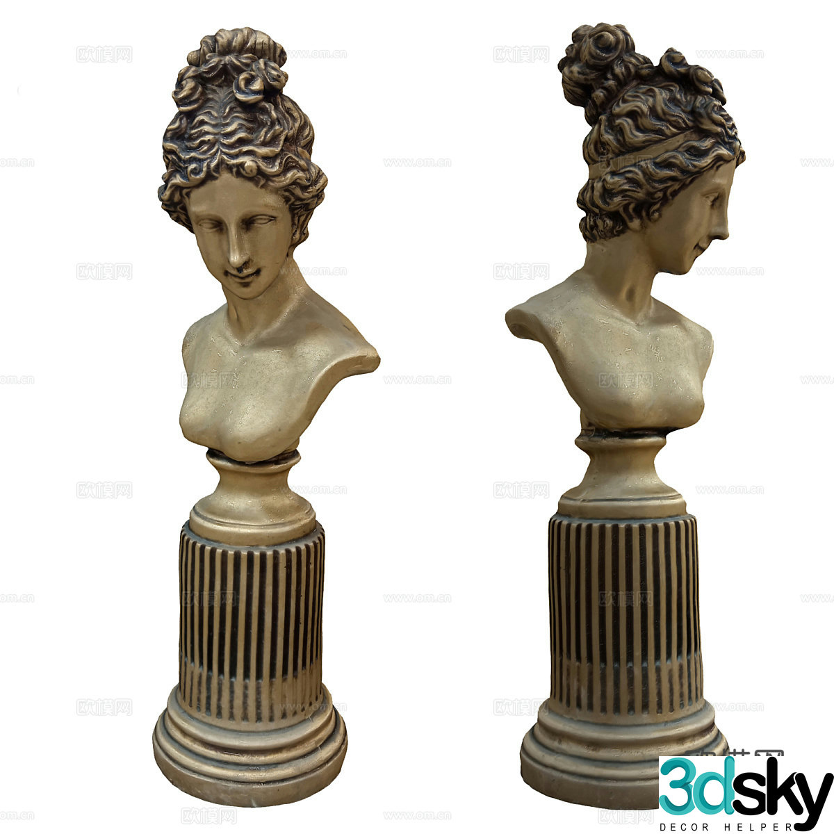 French character sculpture bust 3d model
