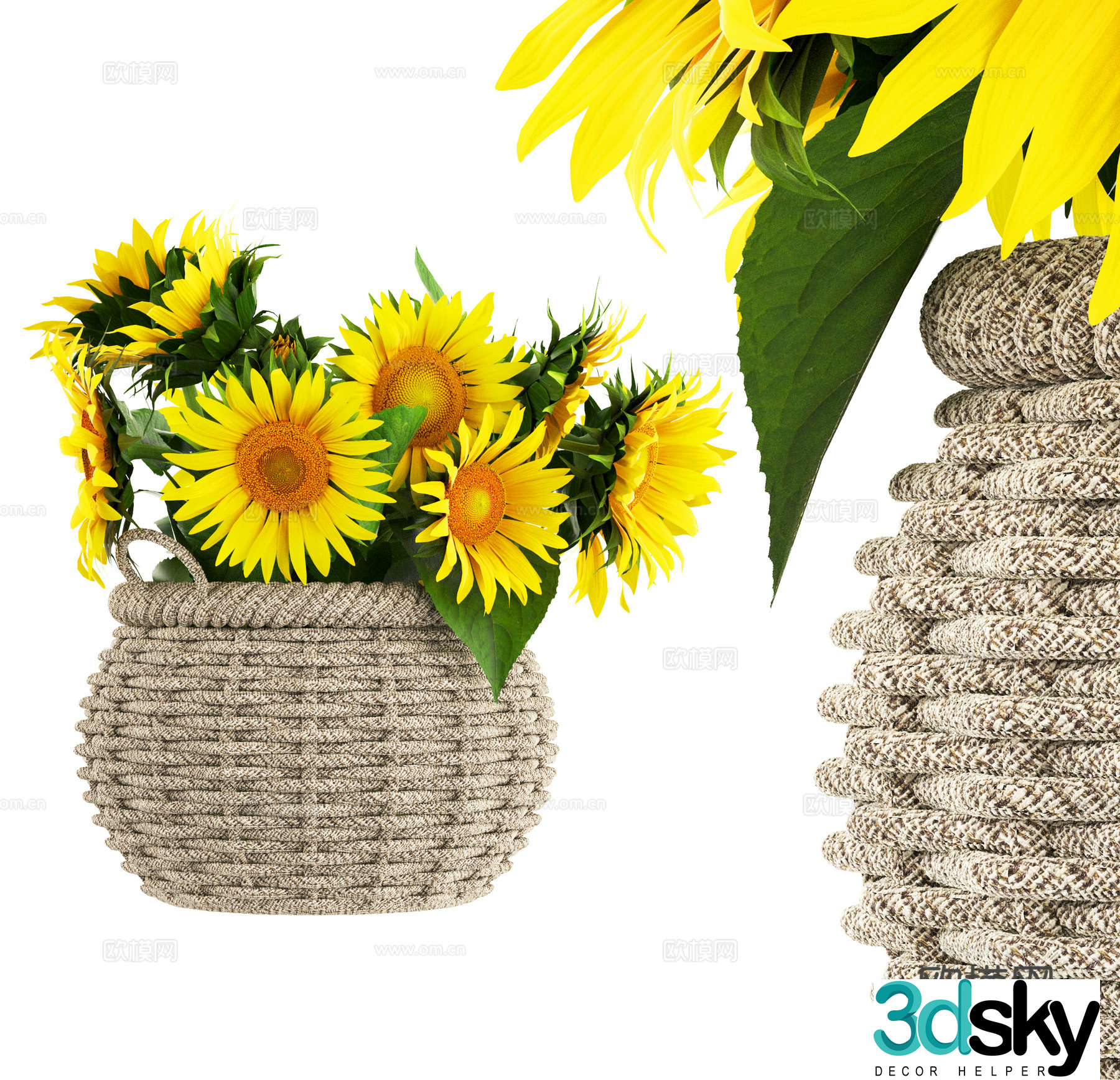 Modern Flower Sunflower Flower Basket 3D Model
