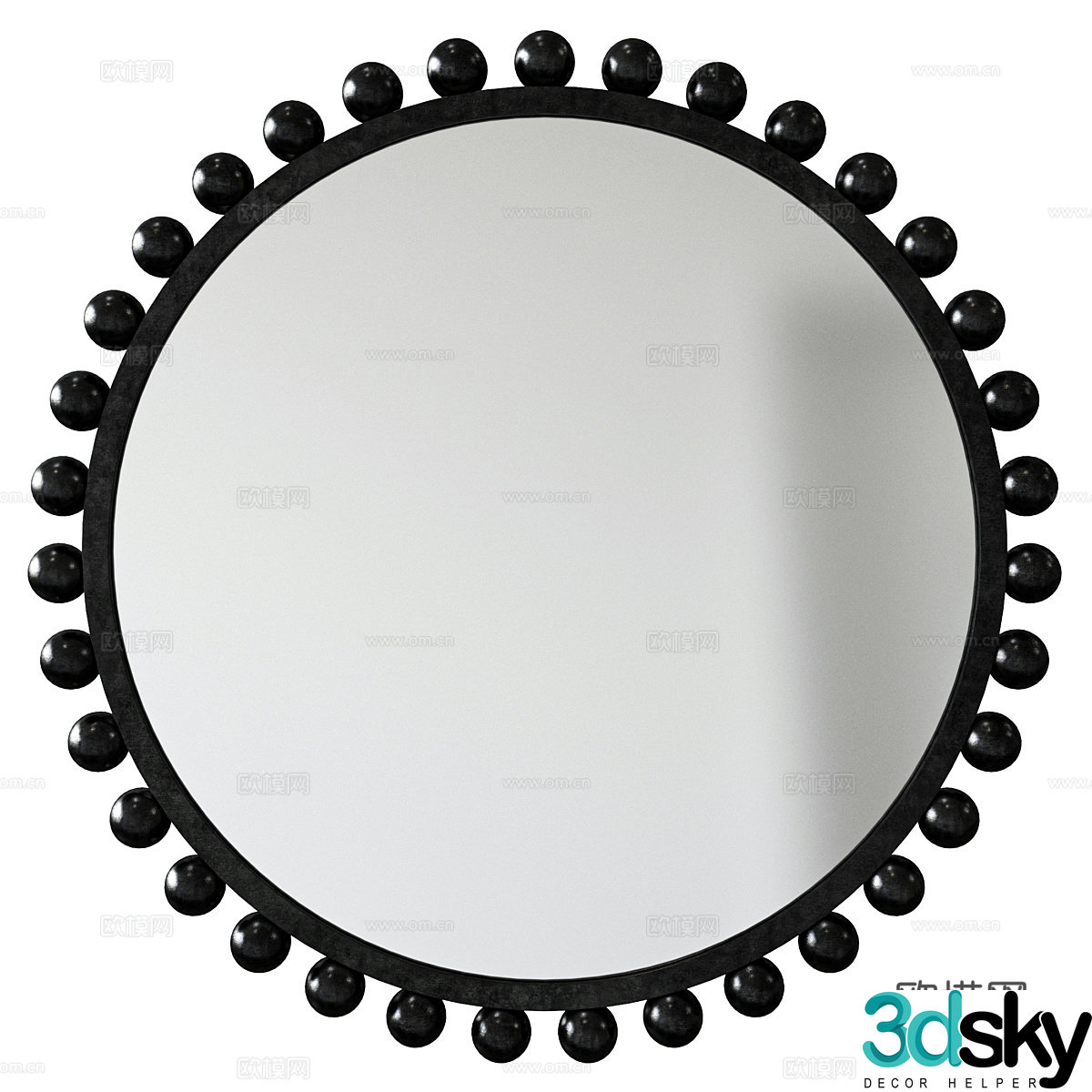 Circular hanging mirror mirror decorative mirror 3d model