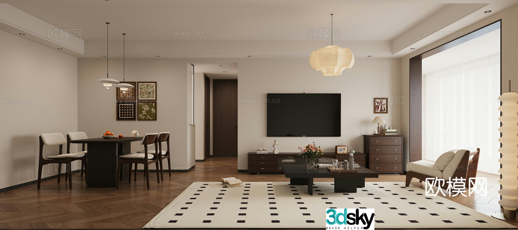 3D model of medieval style living room restaurant