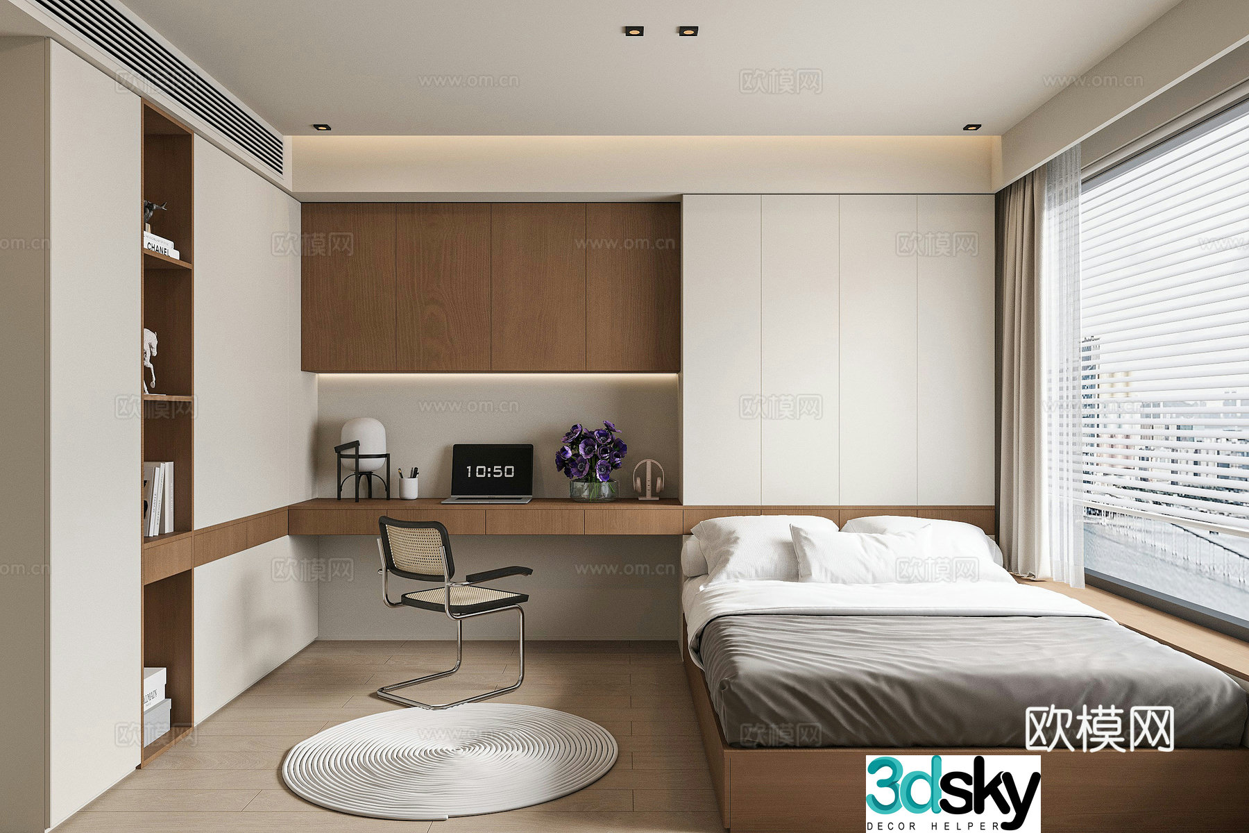 Log wind tatami bedroom 3d model