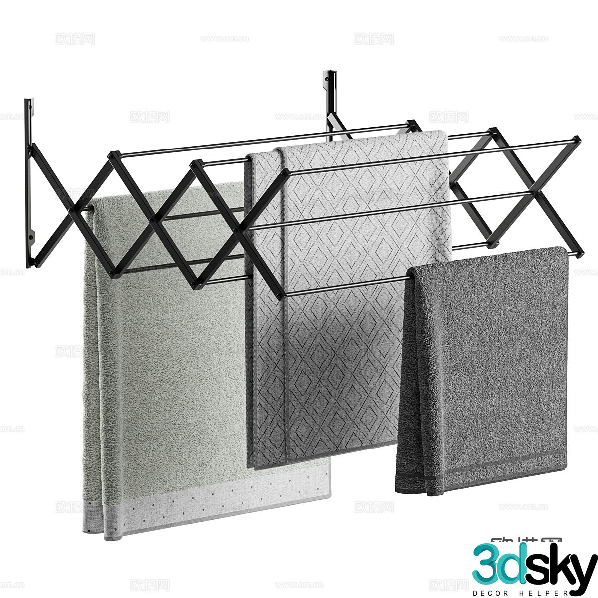 Modern telescope towel rack 3D model