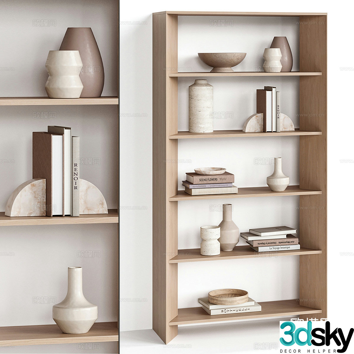 Log Wind Bookshelf Shelf 3D Model