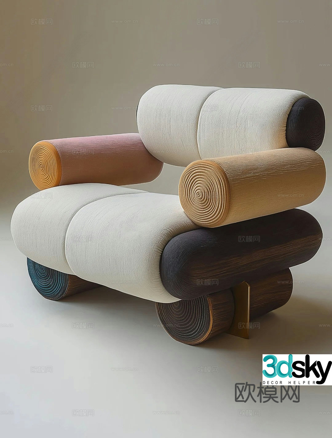 Italian leisure chair sofa chair book chair cloth chair 3D model