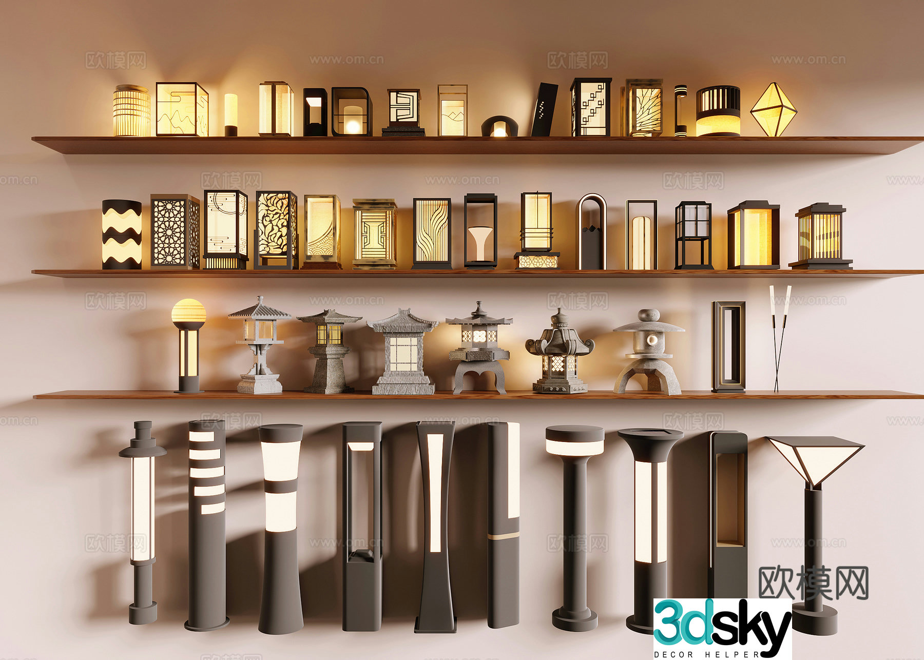 New Chinese-style stone lamp Landscape lamp Outdoor lamp 3D model