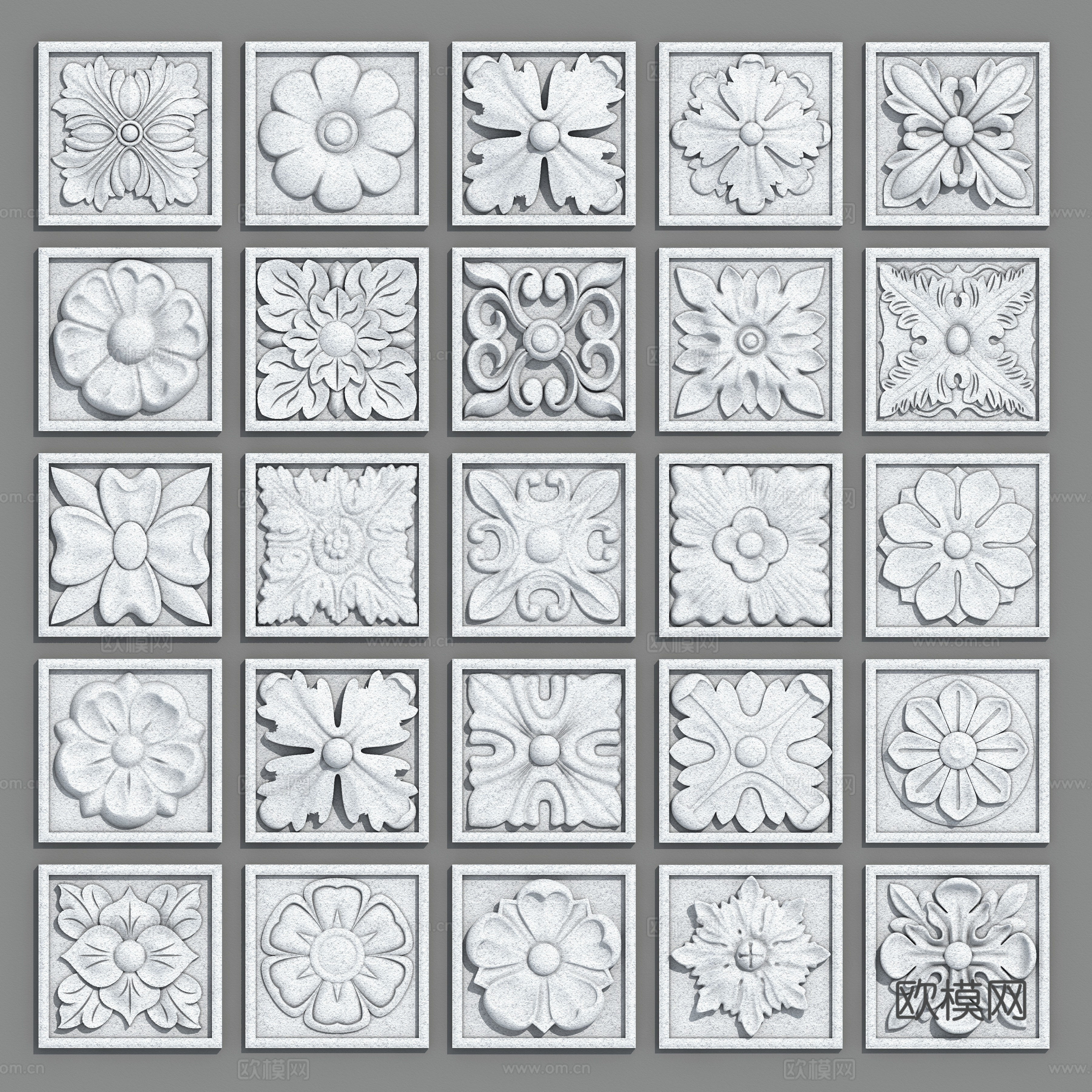 European relief column flower star anise flower hanging flower mountain flower 3d model
