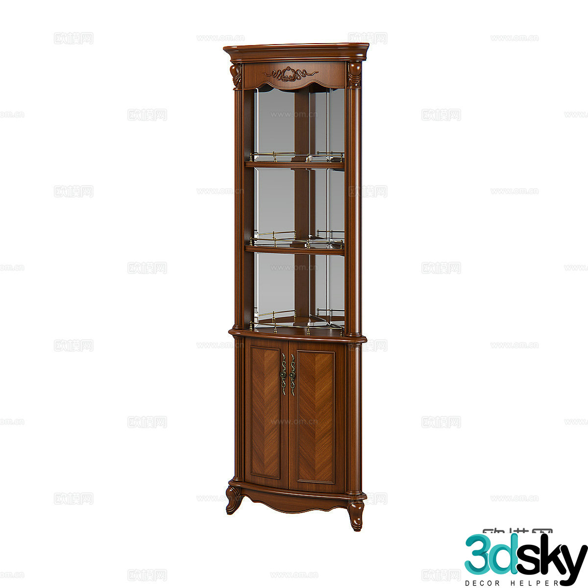American wine cabinet triangle cabinet 3d model