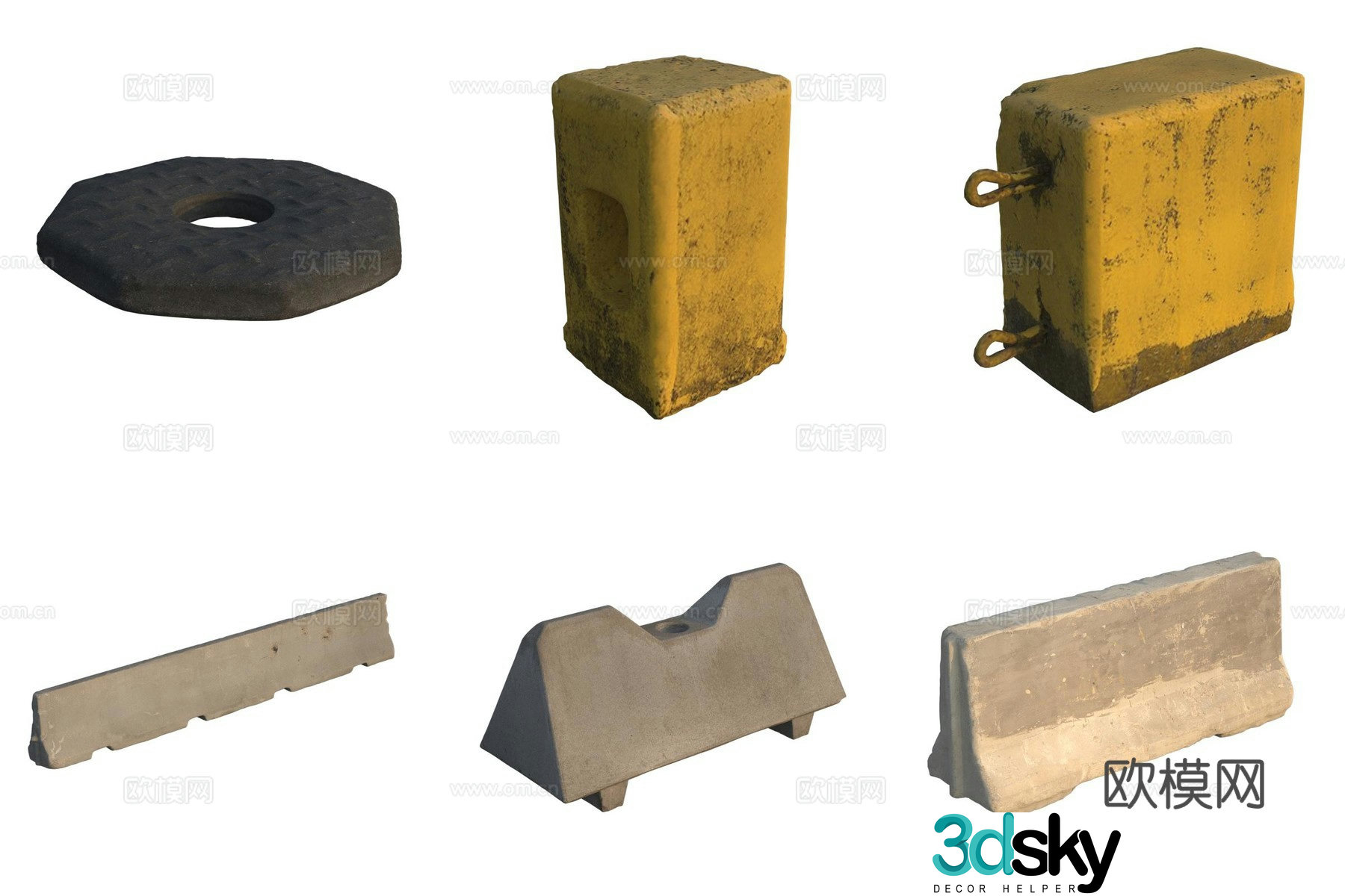 Road pier guardrail road barrier curb 3d model