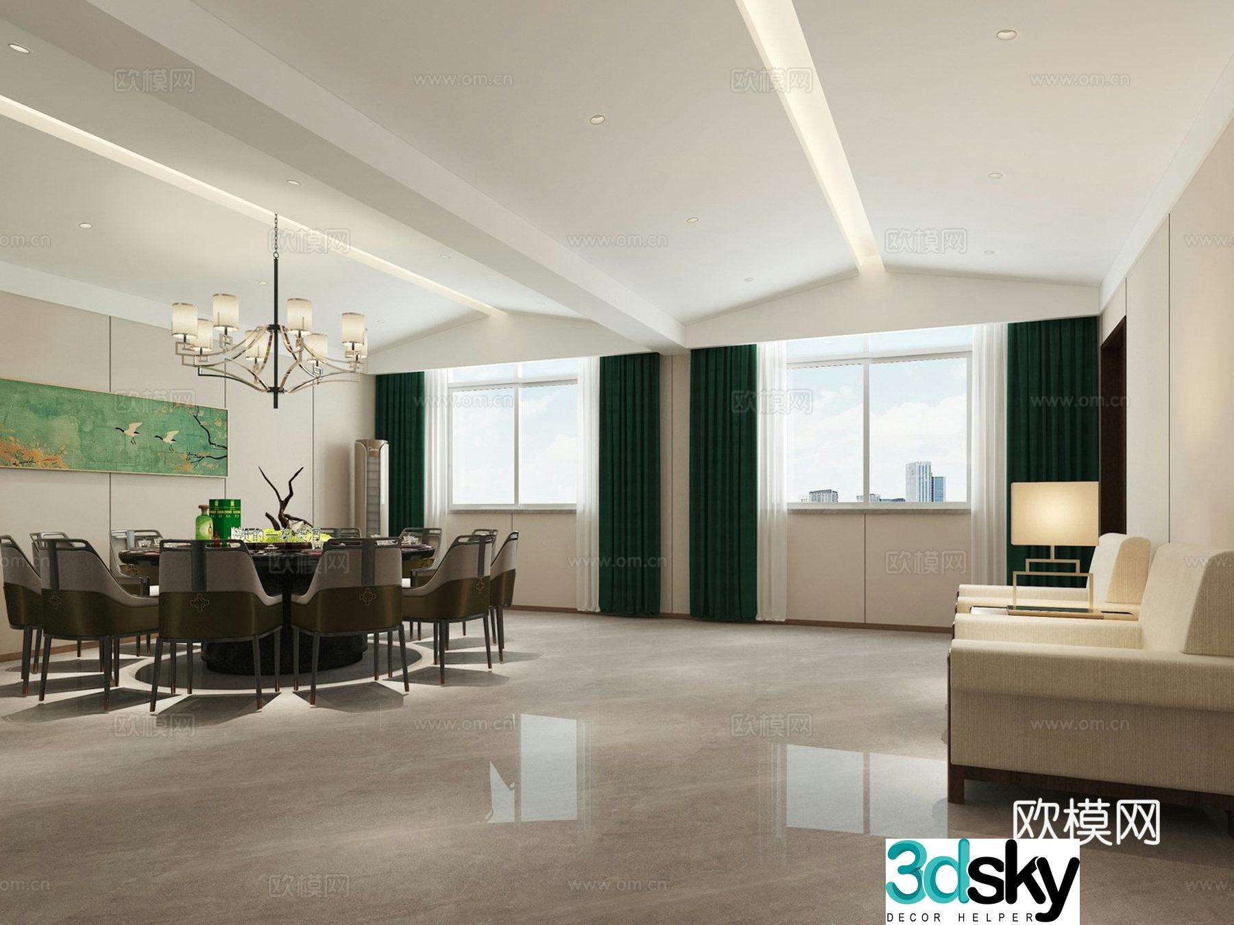 Modern dining room private room 3d model