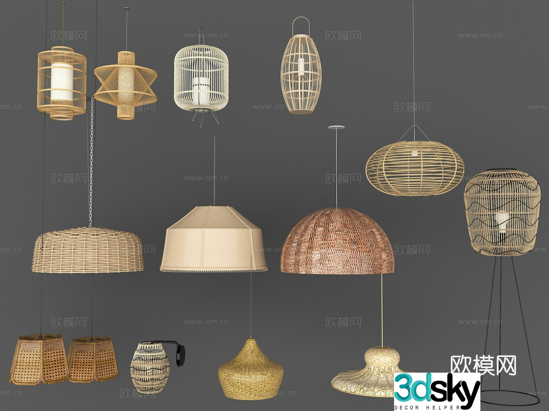 New Chinese style bamboo lantern chandelier bamboo lantern bamboo lantern bamboo lantern 3d model