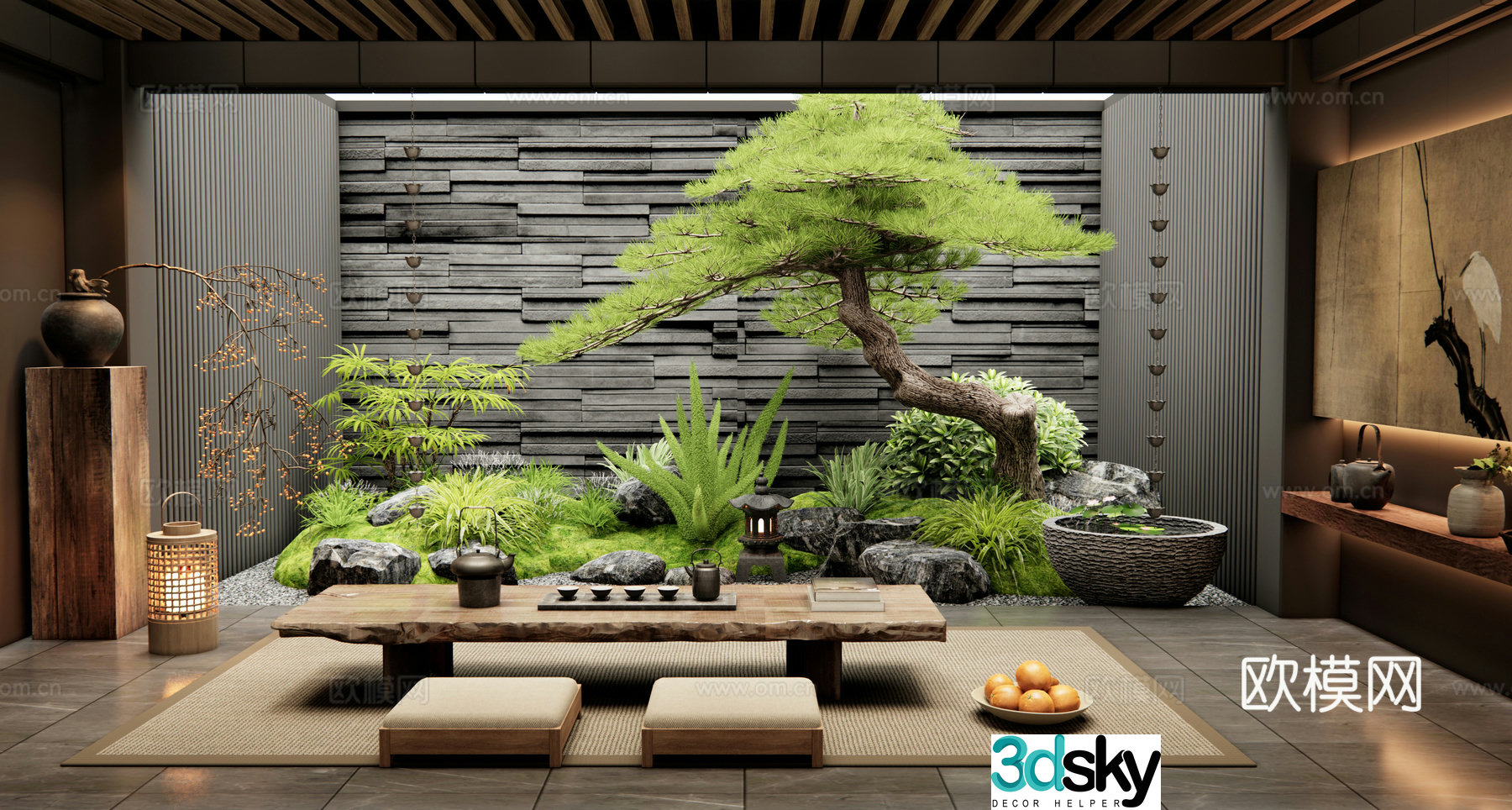 New Chinese-style tea room Tatami tea room 3D model
