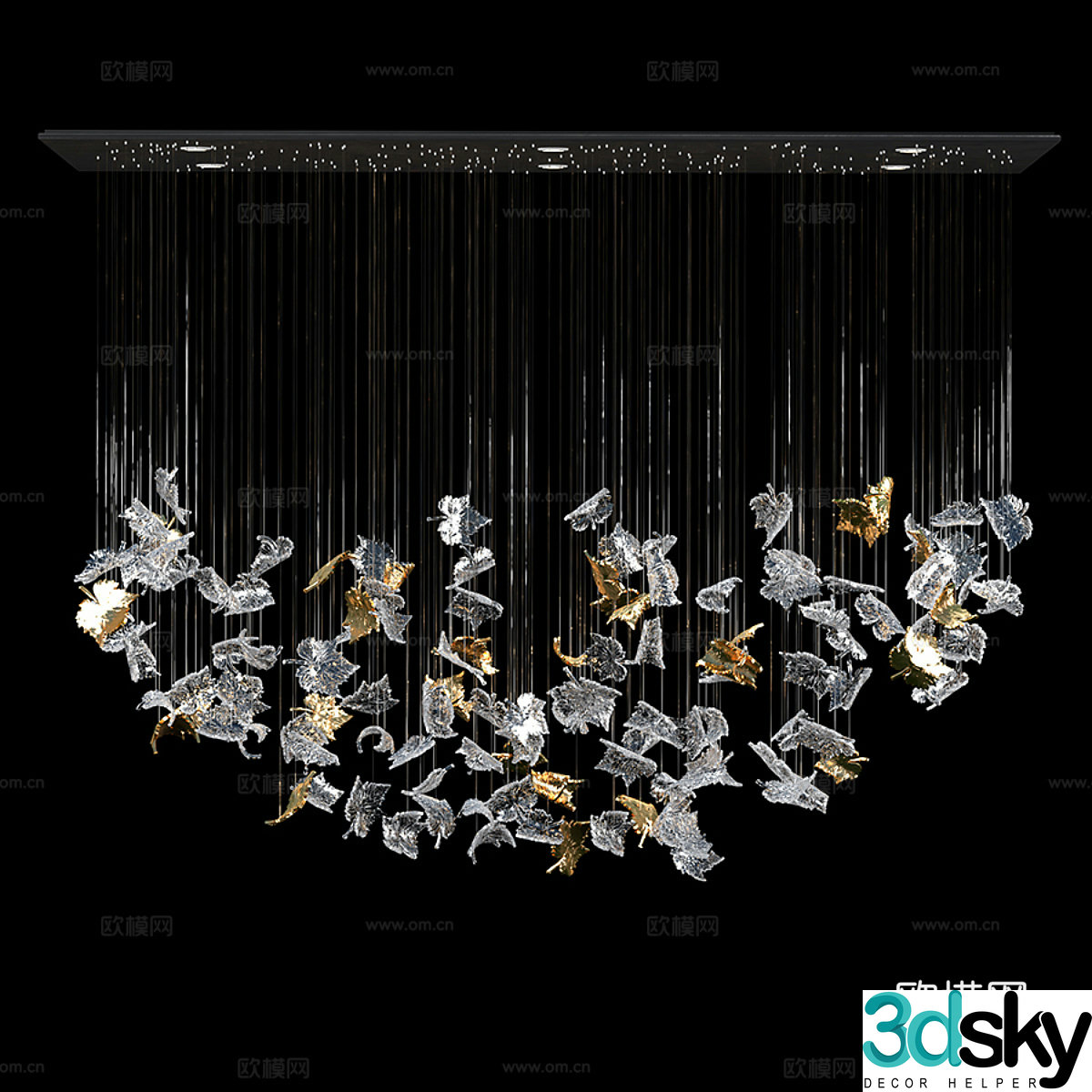 New Chinese style decorative chandelier Crystal lamp 3D model
