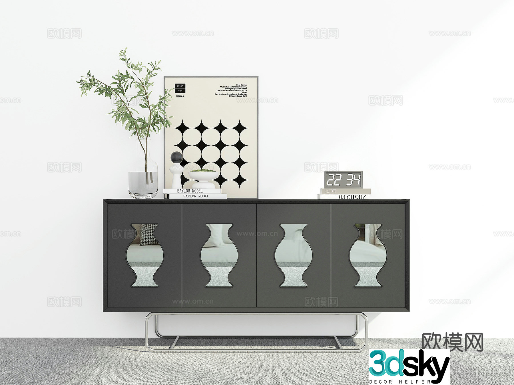 Modern side cabinet porch cabinet 3D model