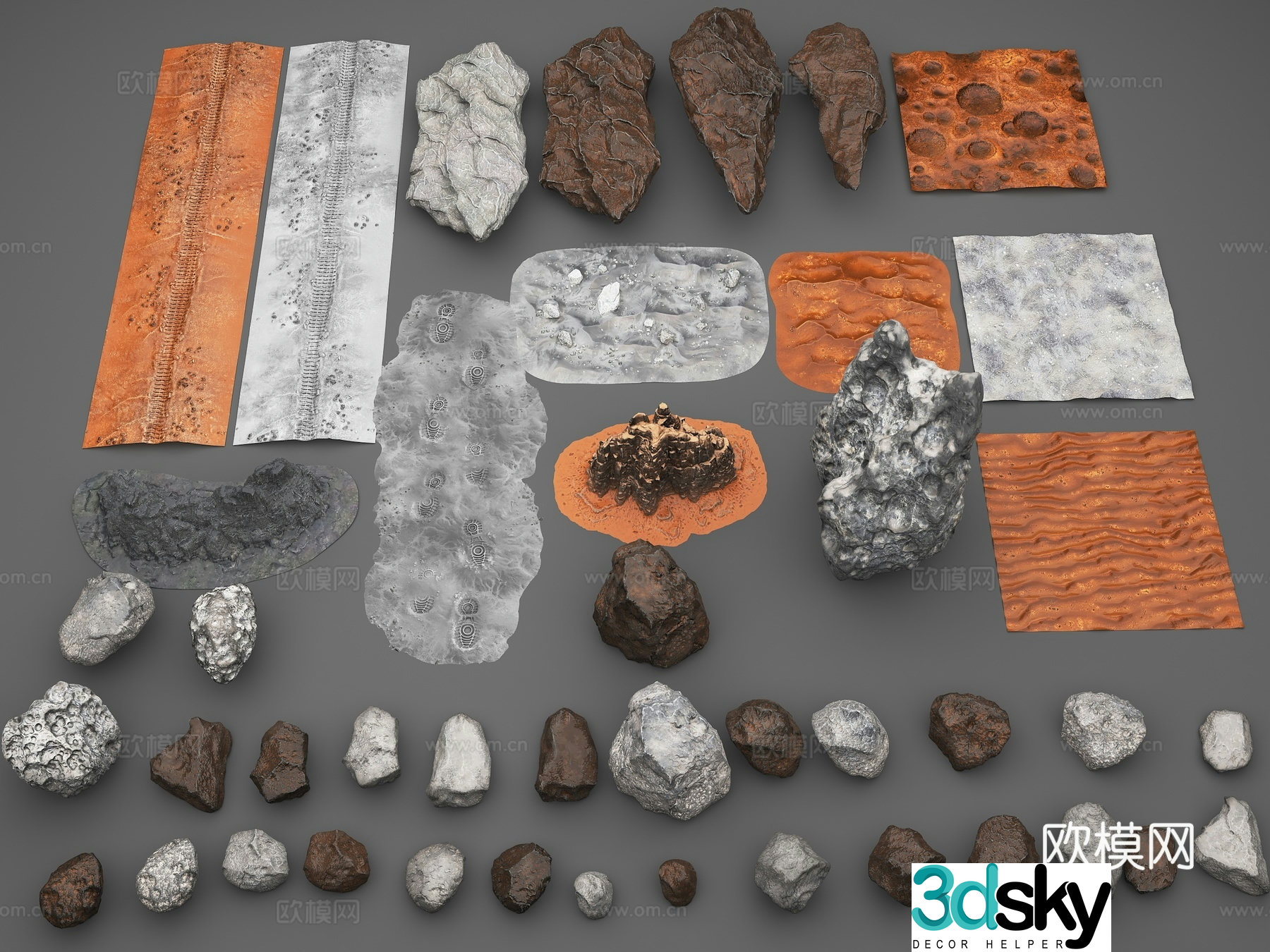 Meteorite Territory Mars Landmark Moon Surface Mars Surface Stone 3D Model