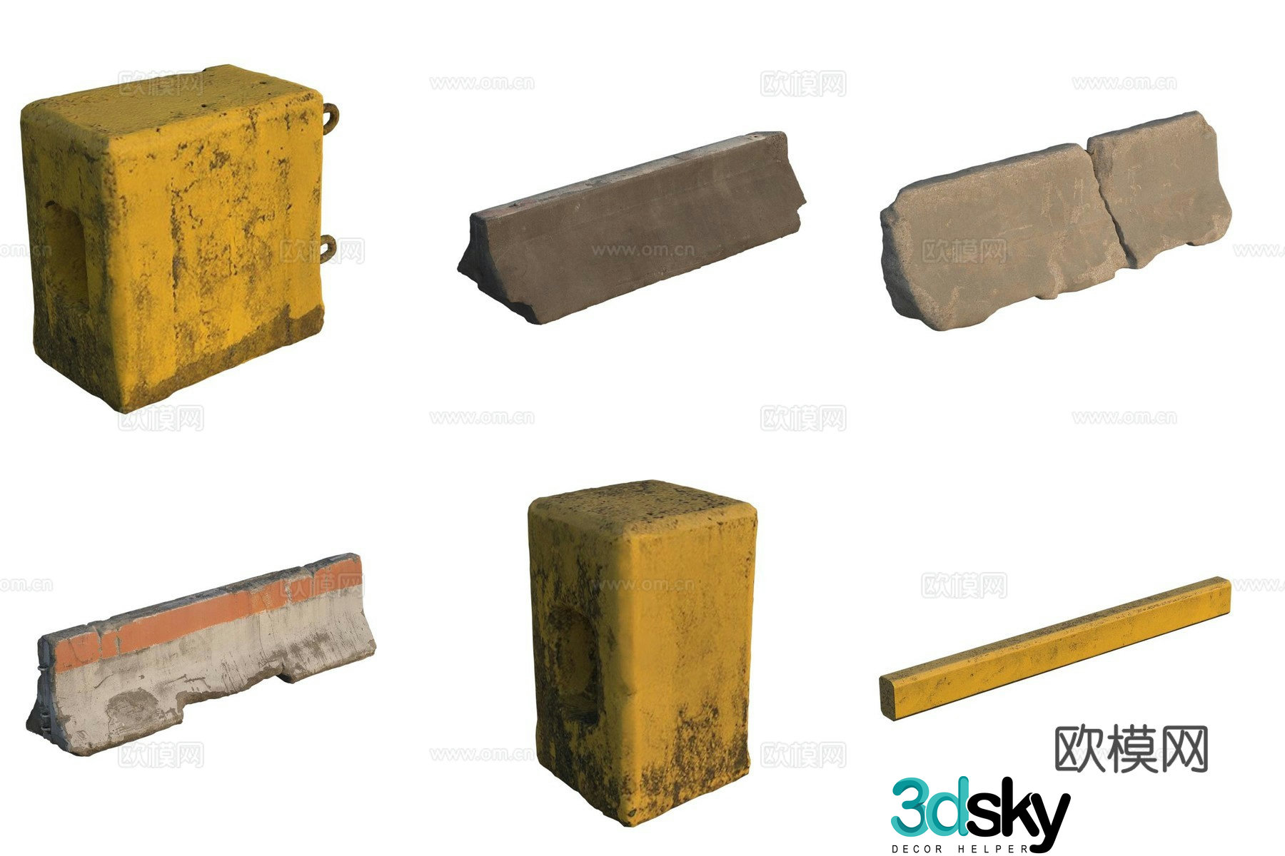 Road pier guardrail road barrier 3d model